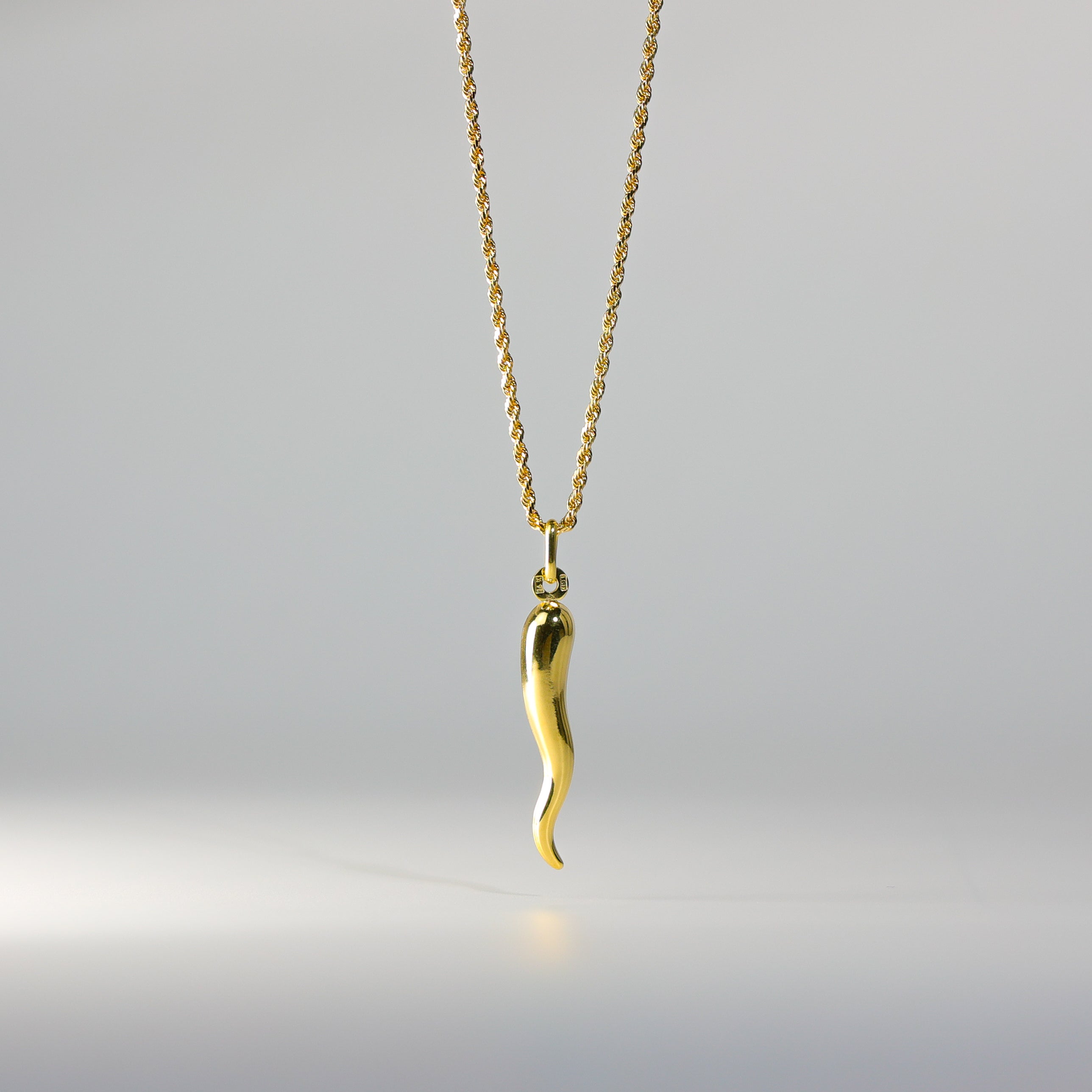 Gold Cornicello Italian Horn Pendant Model-793 - Charlie & Co. Jewelry