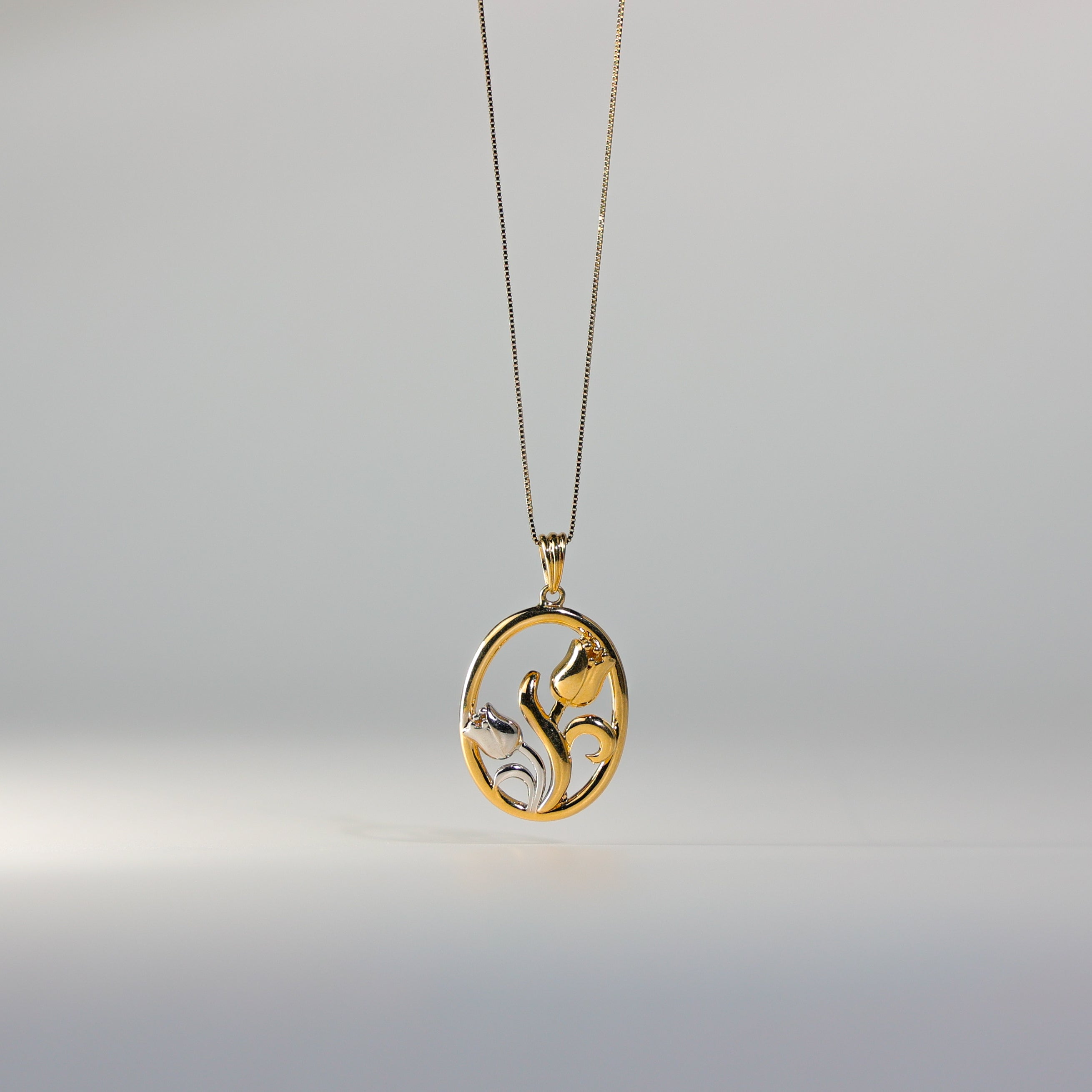 Gold 2 Tones Rose Pendant Model-1737 - Charlie & Co. Jewelry