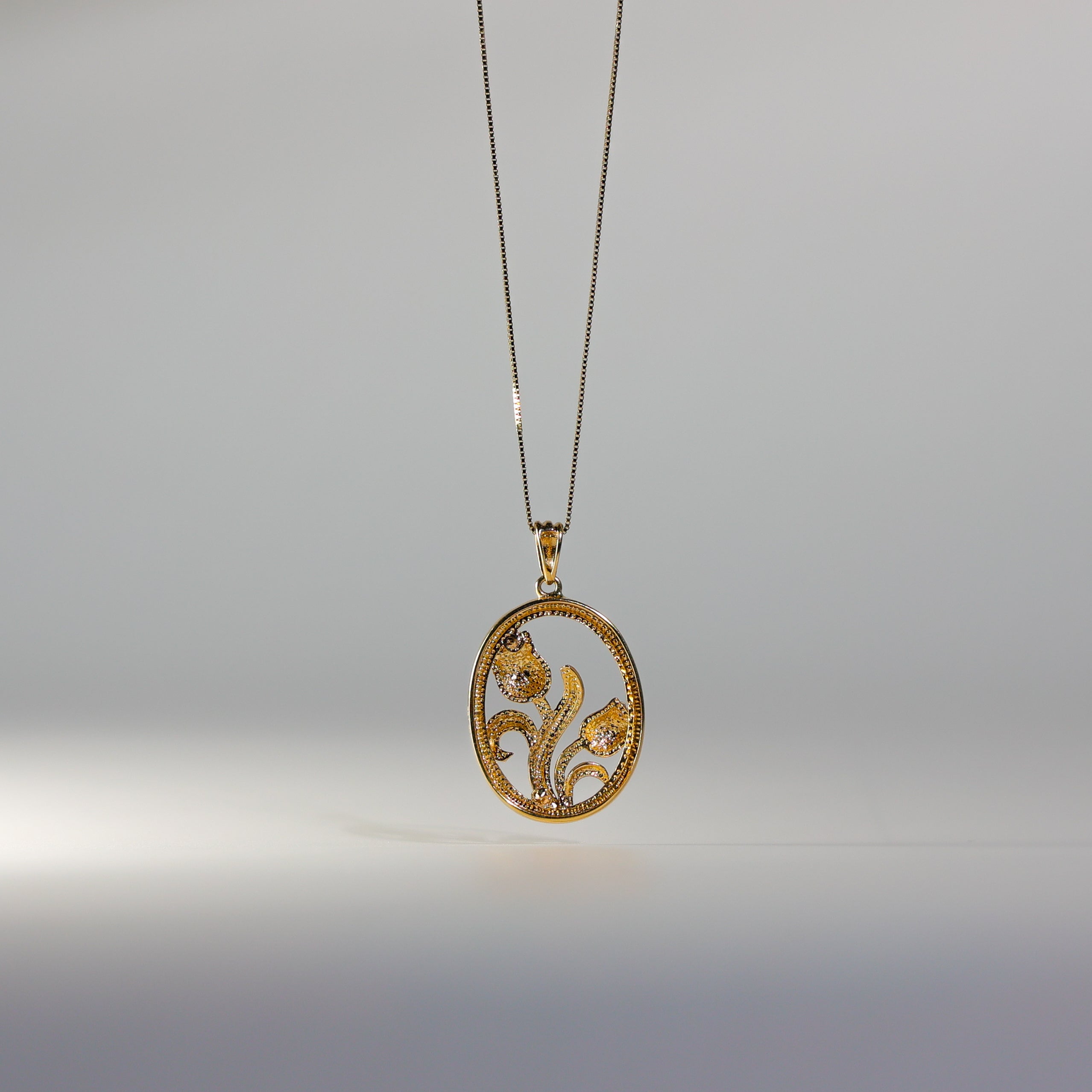 Gold 2 Tones Rose Pendant Model-1737 - Charlie & Co. Jewelry