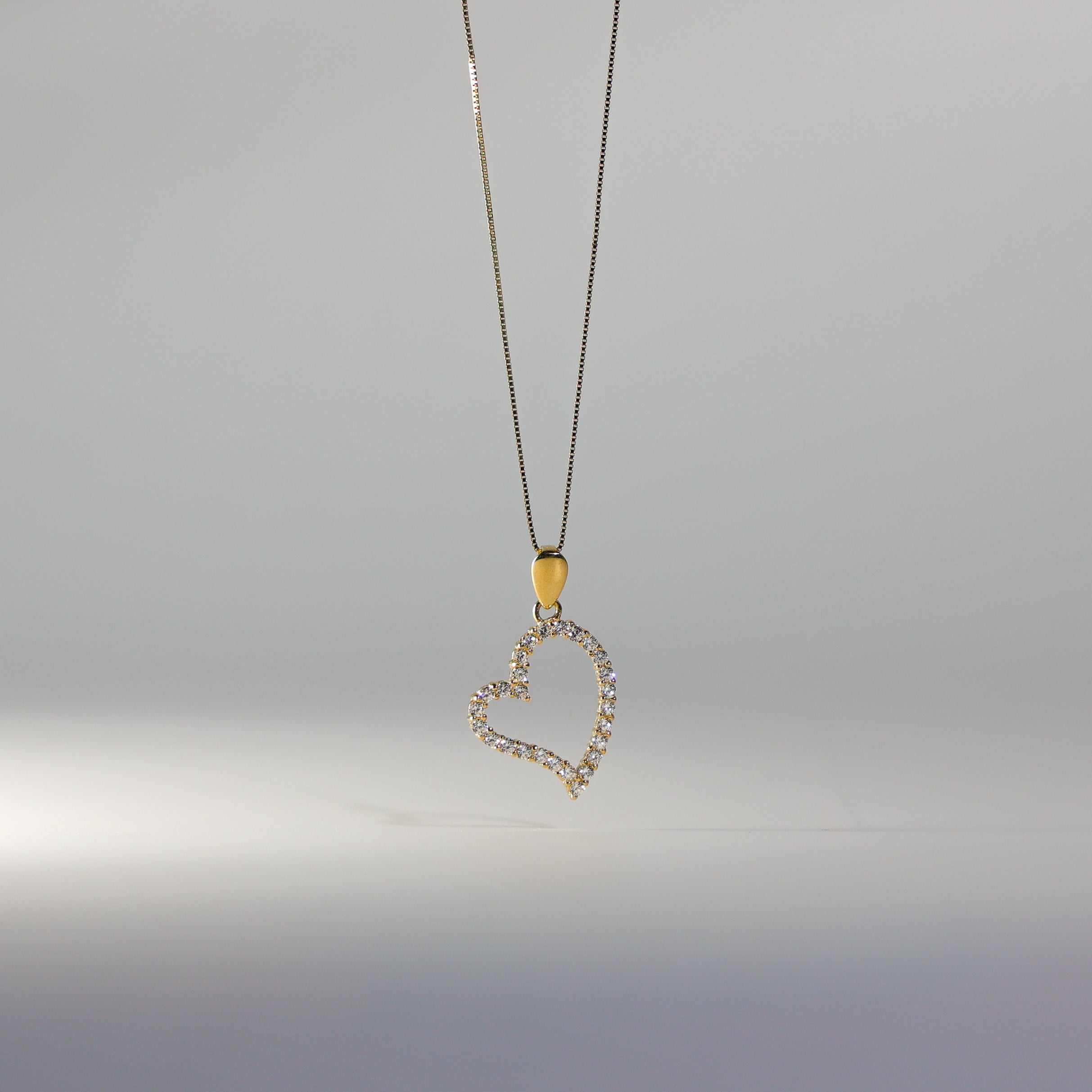 Gold Open Heart CZ Pendant Model-583 - Charlie & Co. Jewelry