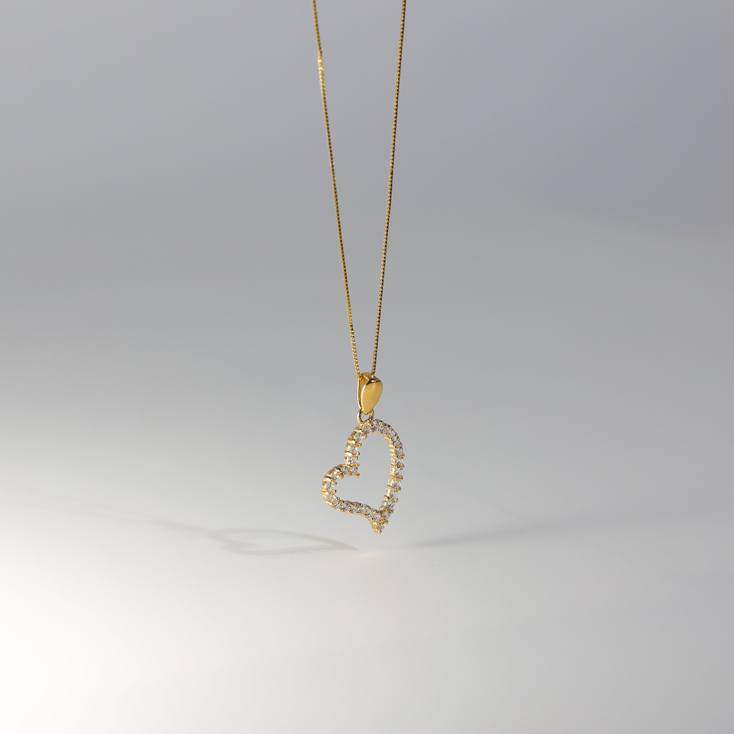 Gold Open Heart CZ Pendant Model-583 - Charlie & Co. Jewelry