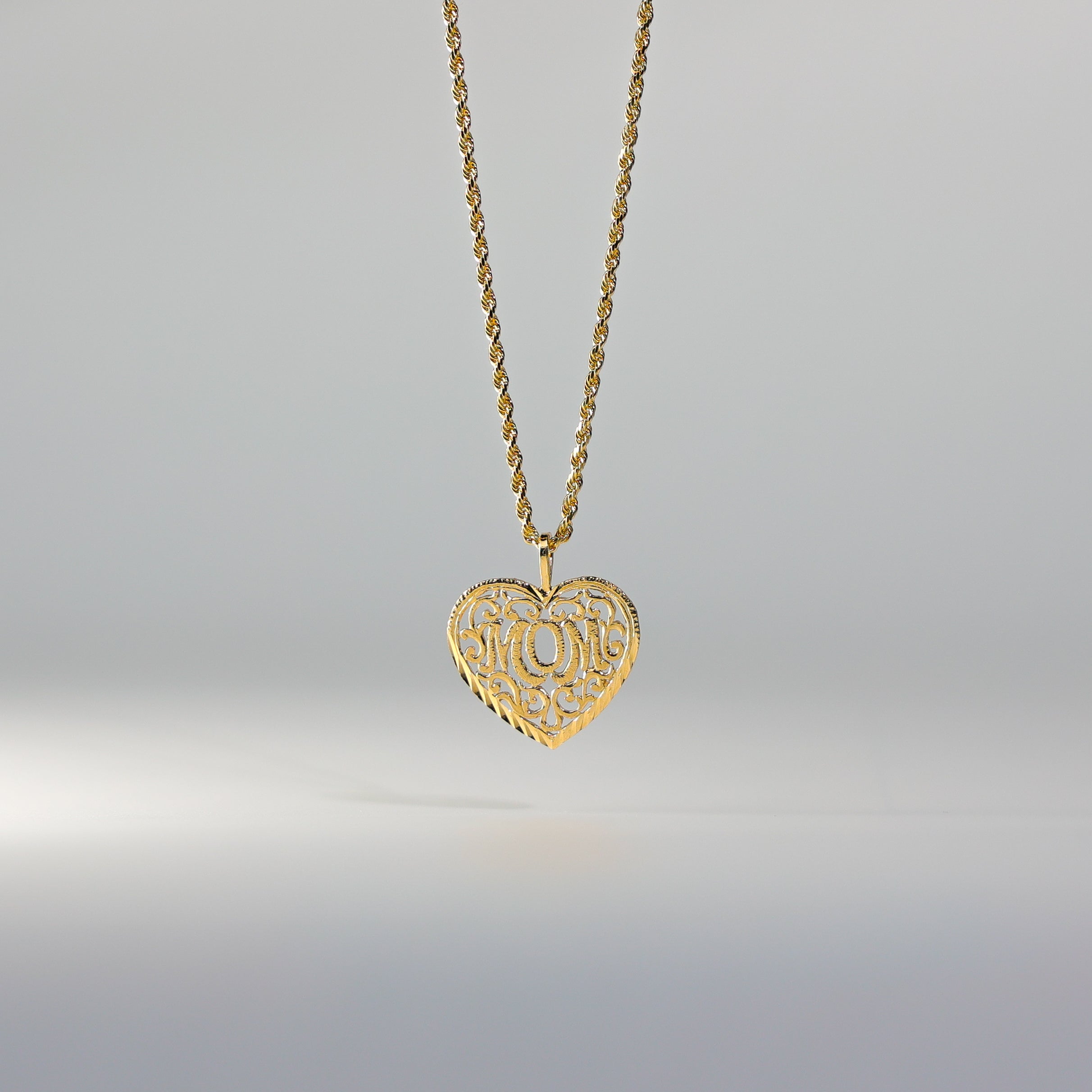 Gold Mom Heart Pendant Model-1831 - Charlie & Co. Jewelry