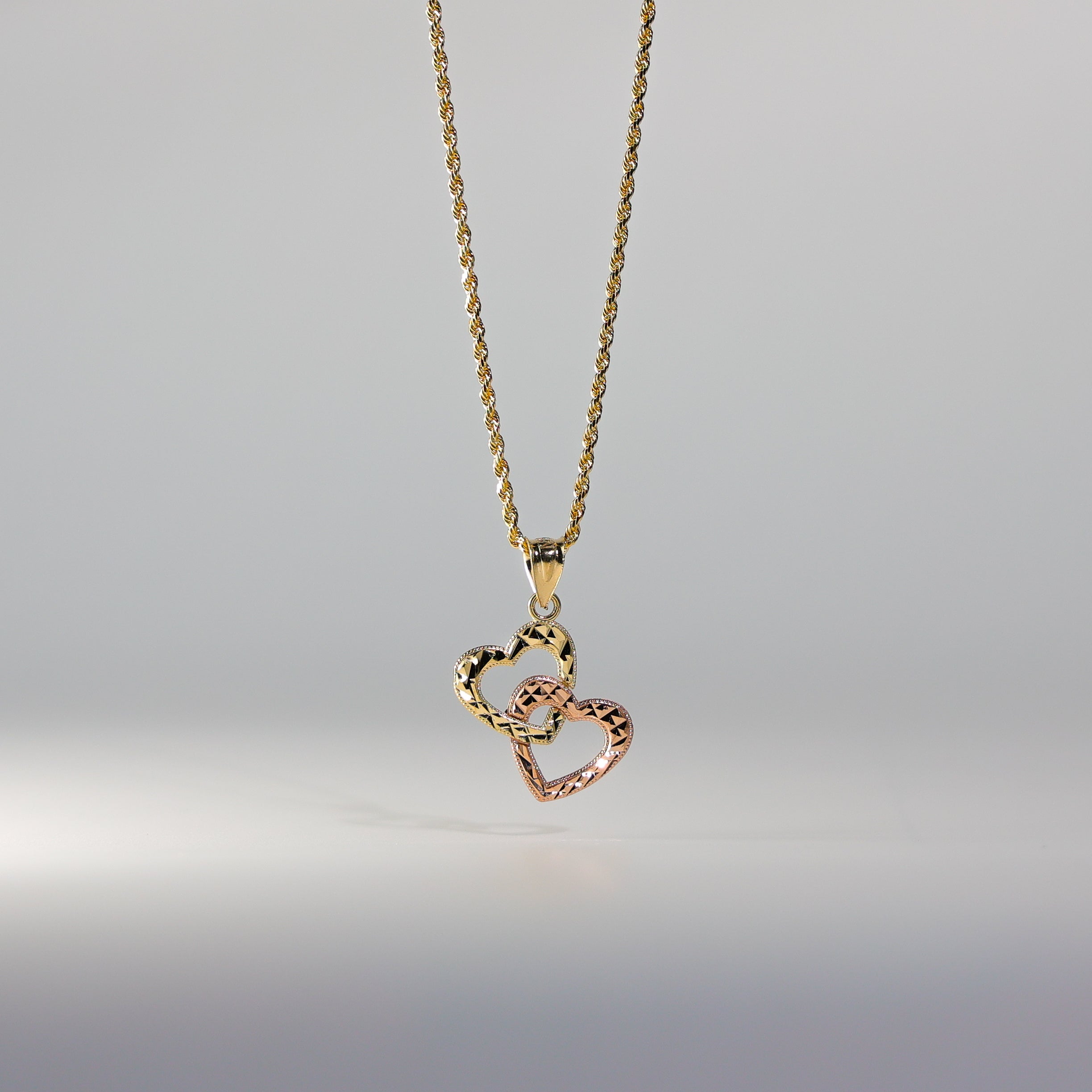 Gold Double Heart Pendant Model-437 - Charlie & Co. Jewelry