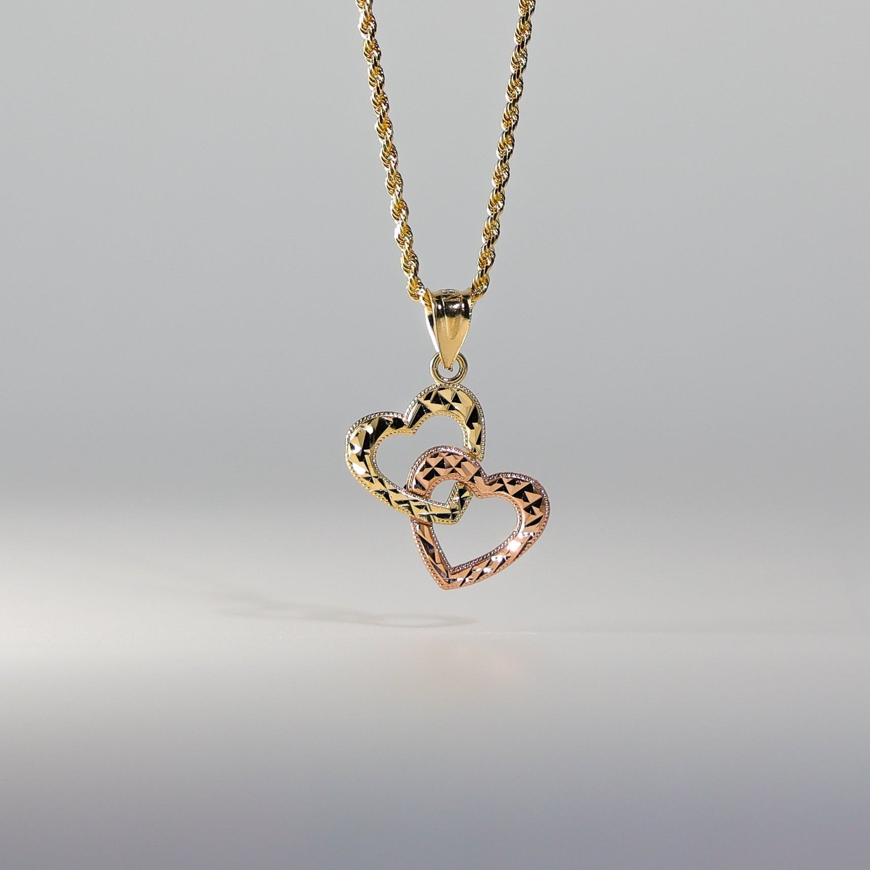 Gold Double Heart Pendant Model-437 - Charlie & Co. Jewelry