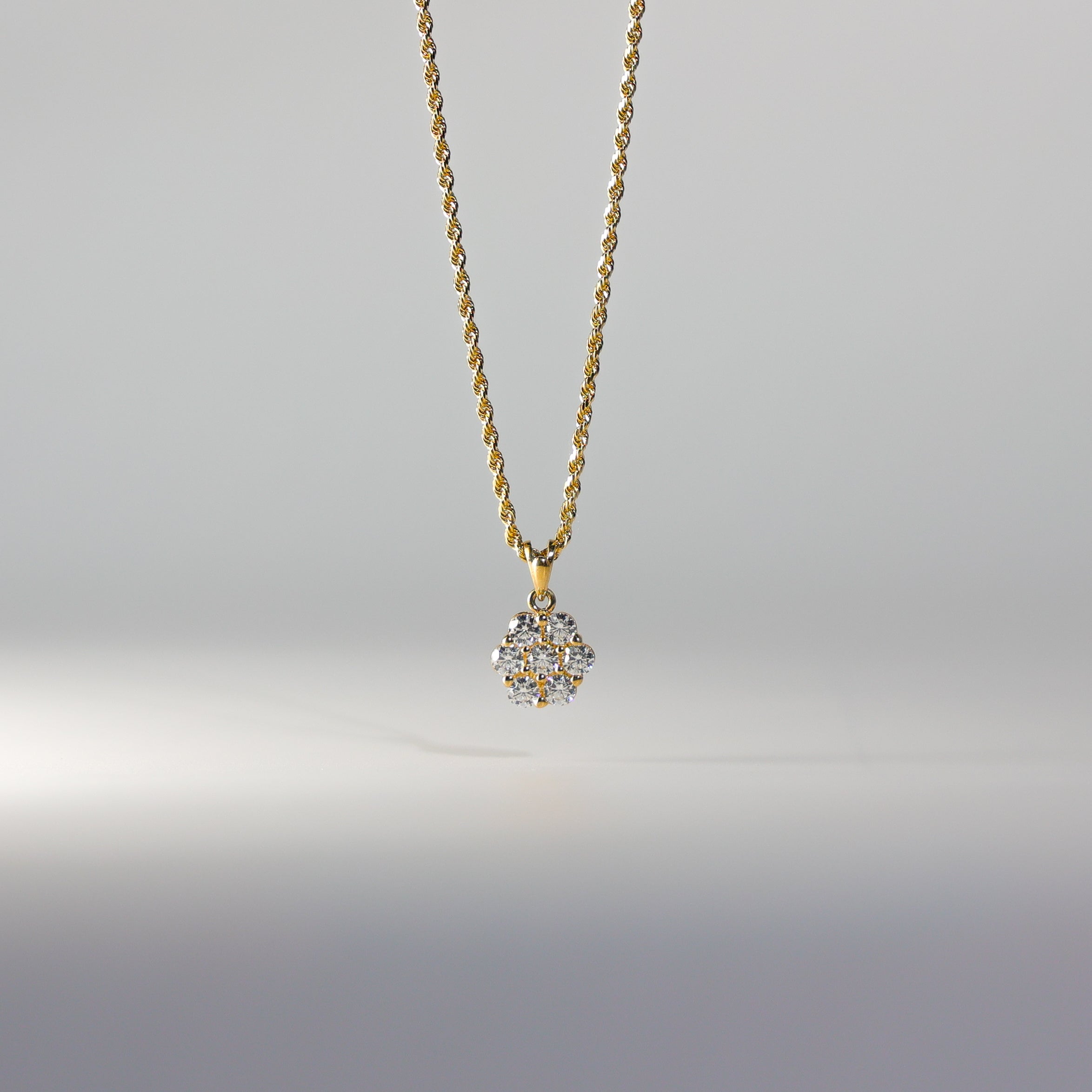 Gold Cubic Zirconia CZ Flower Pendant Model-693 - Charlie & Co. Jewelry