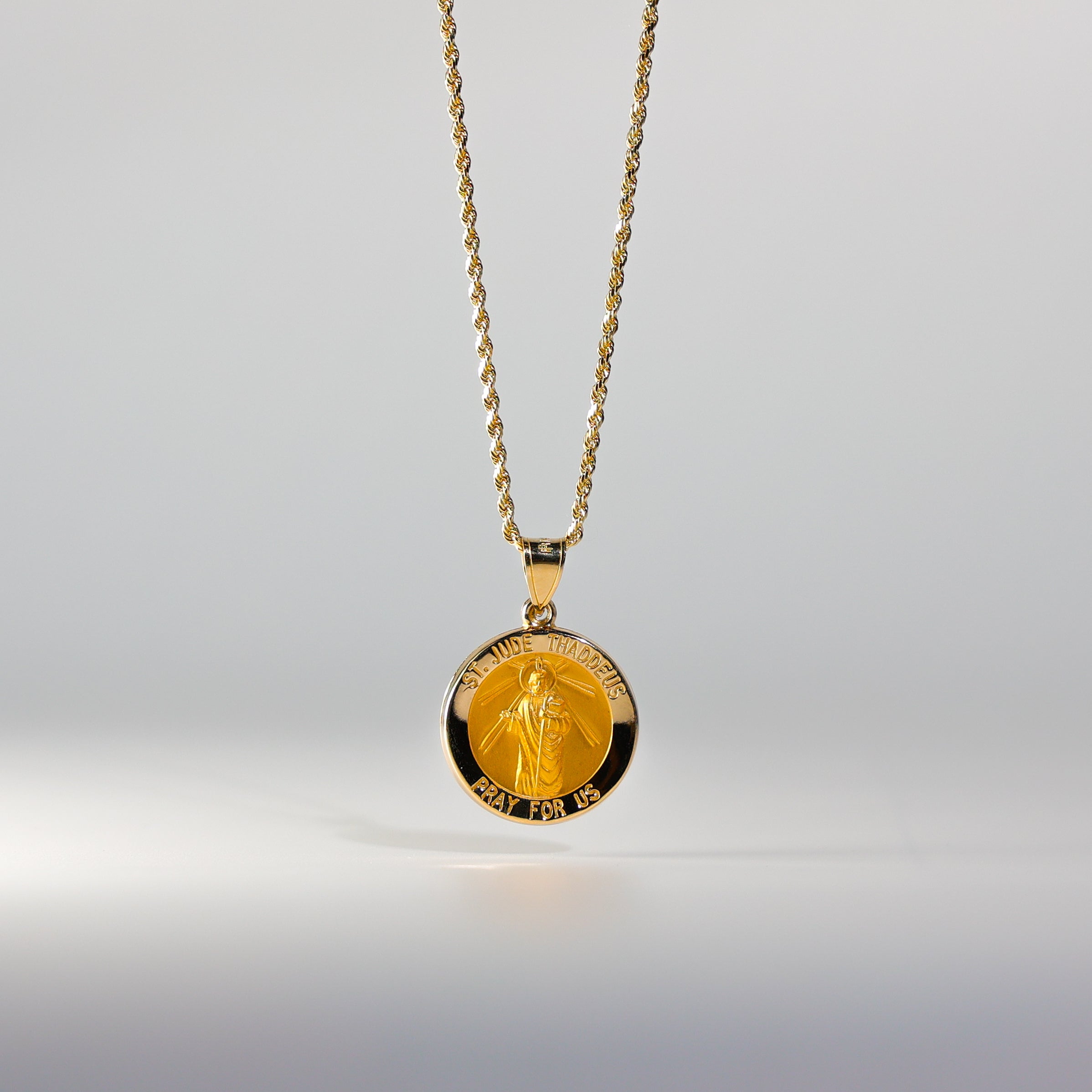 Gold St. Jude Round Medal Pendant Model-1246 - Charlie & Co. Jewelry