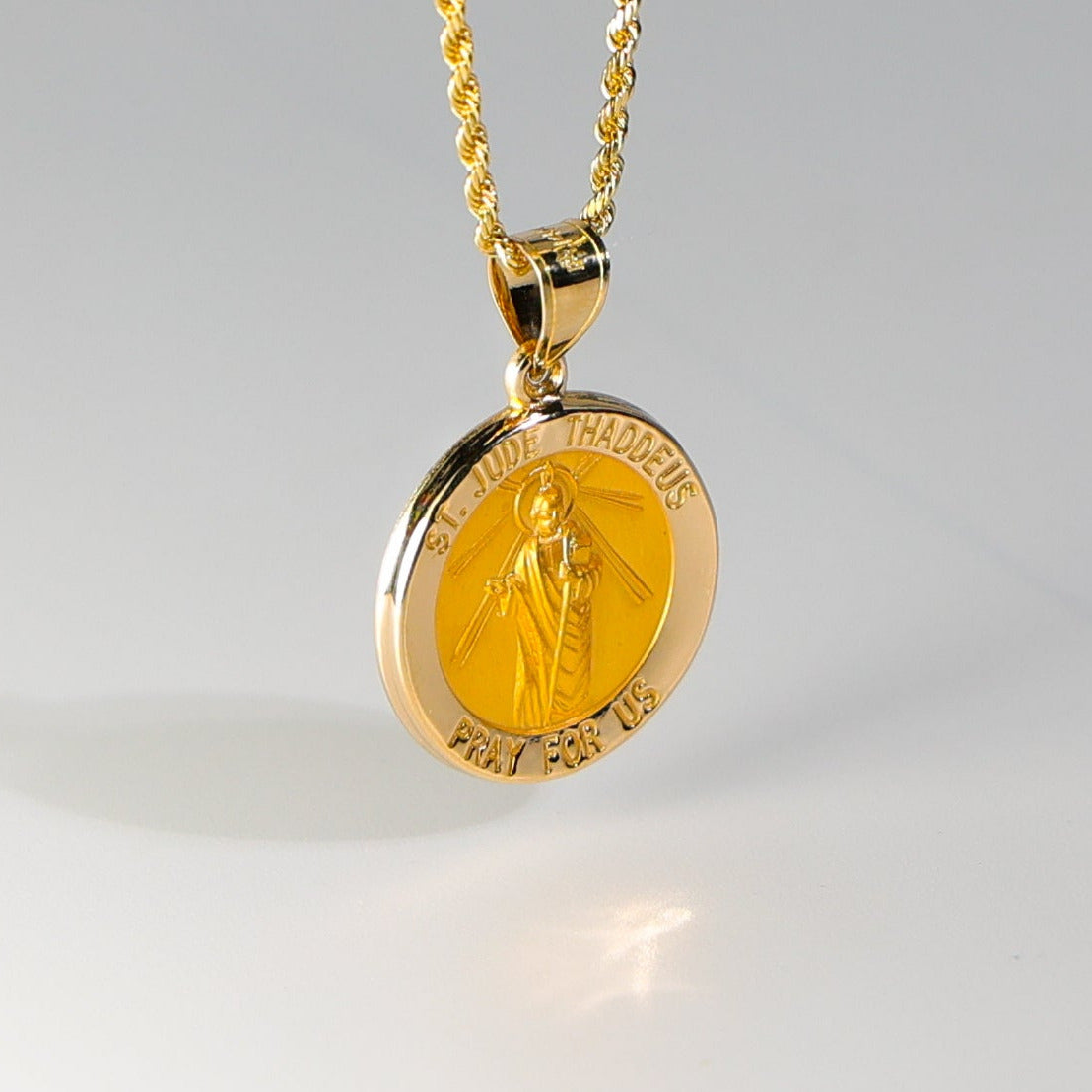 Gold St. Jude Round Medal Pendant Model-1246 - Charlie & Co. Jewelry