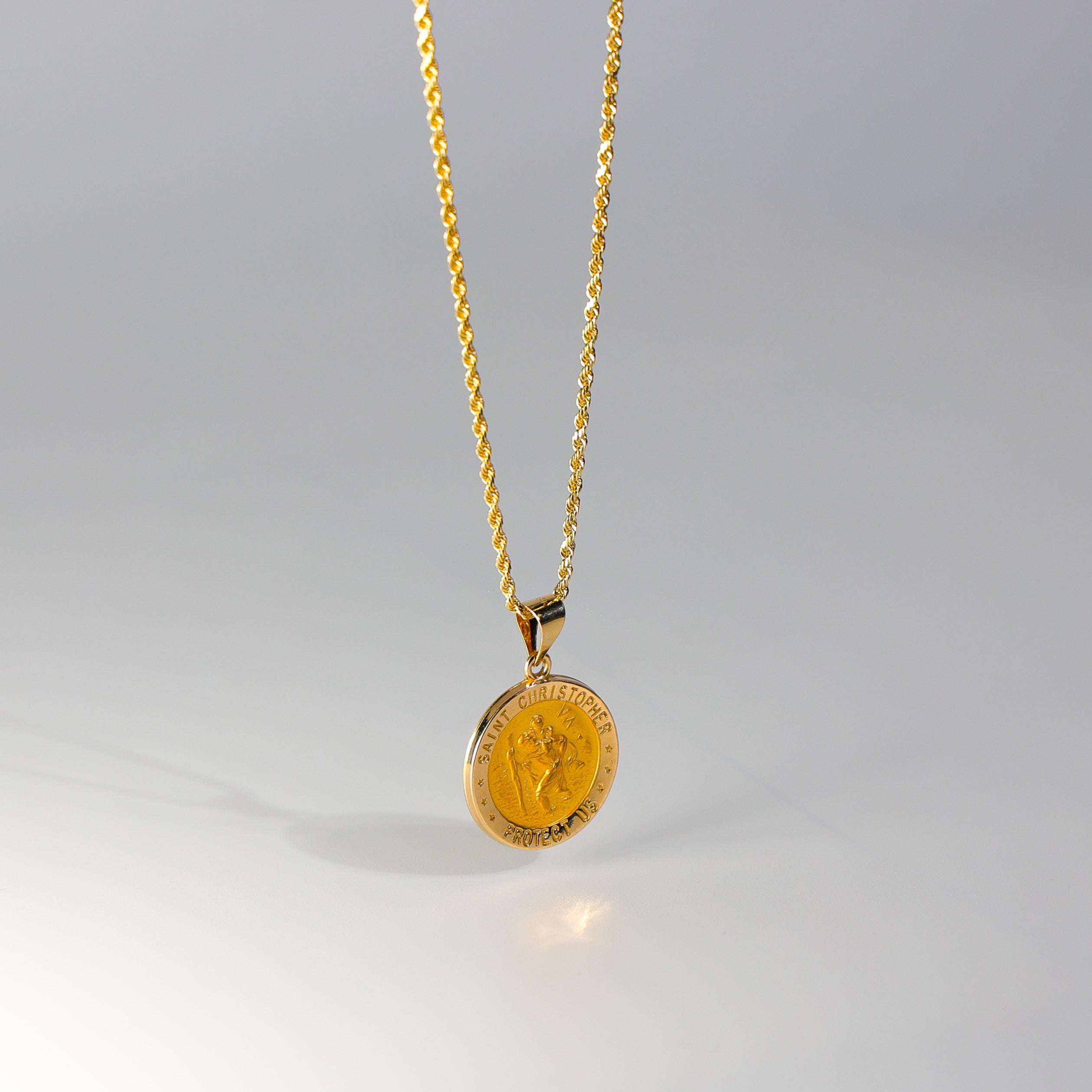 Saint Christopher Protect Us Pendant Round Model-1240 - Charlie & Co. Jewelry