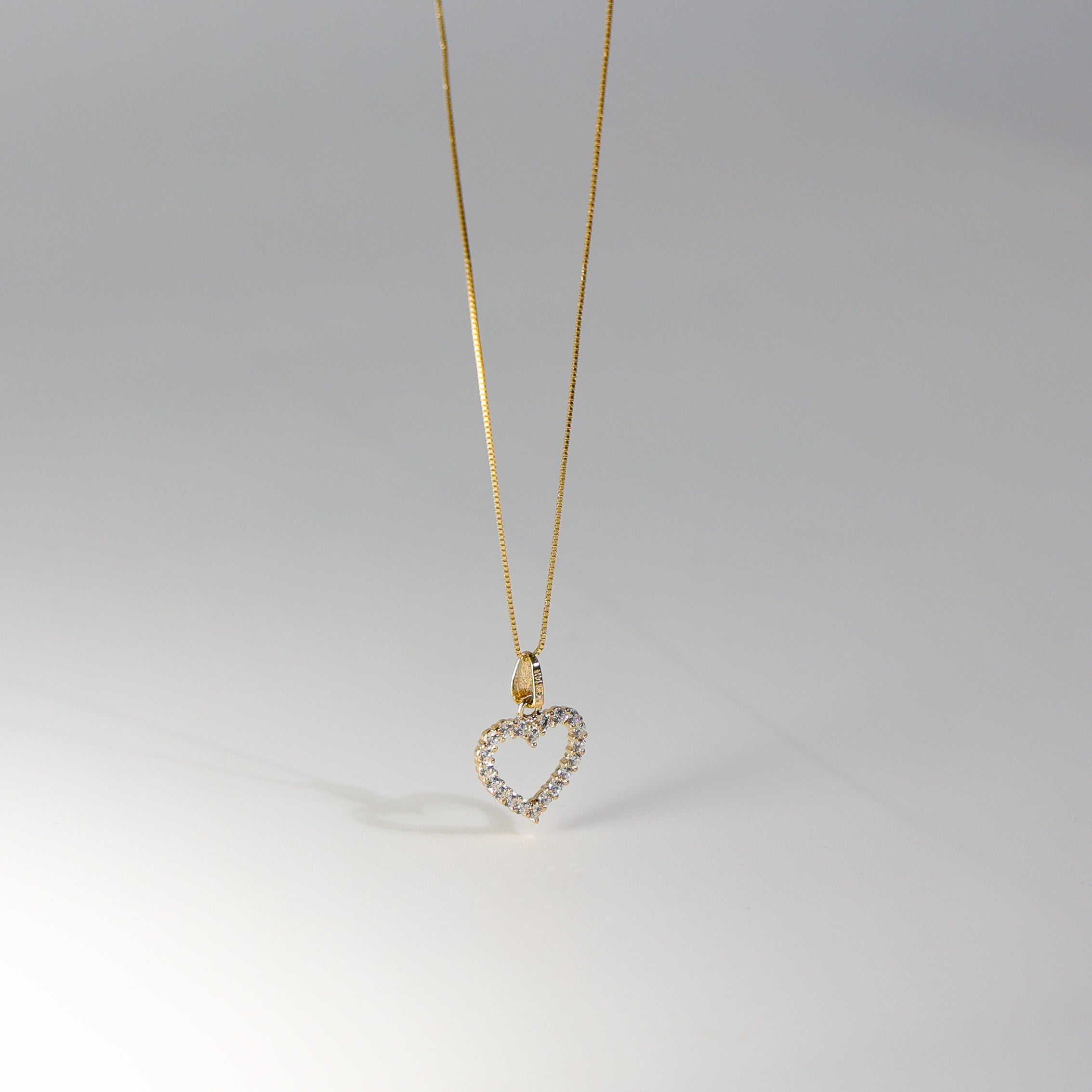 Gold Open Heart CZ Pendant Model-585 - Charlie & Co. Jewelry