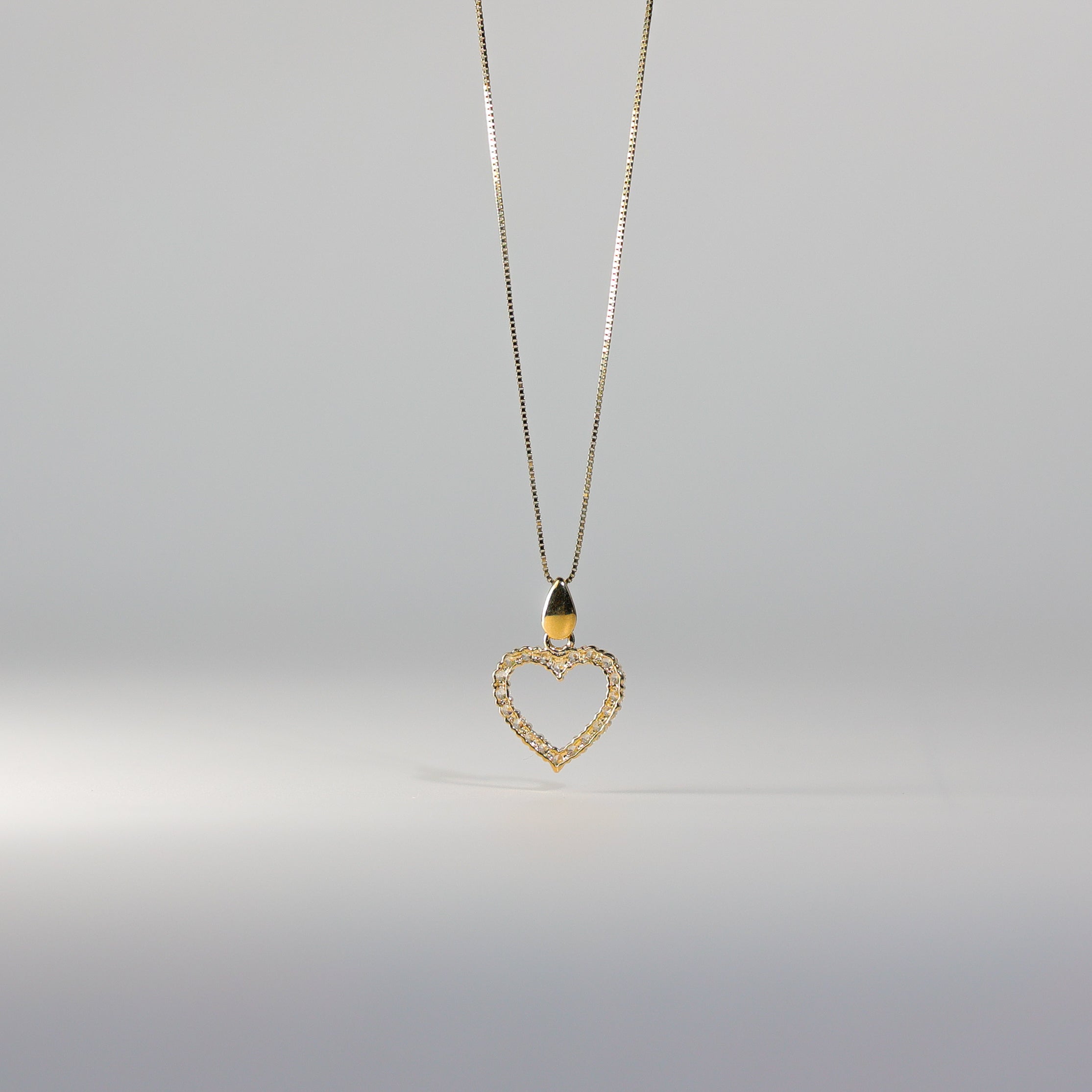 Gold Open Heart CZ Pendant Model-585 - Charlie & Co. Jewelry