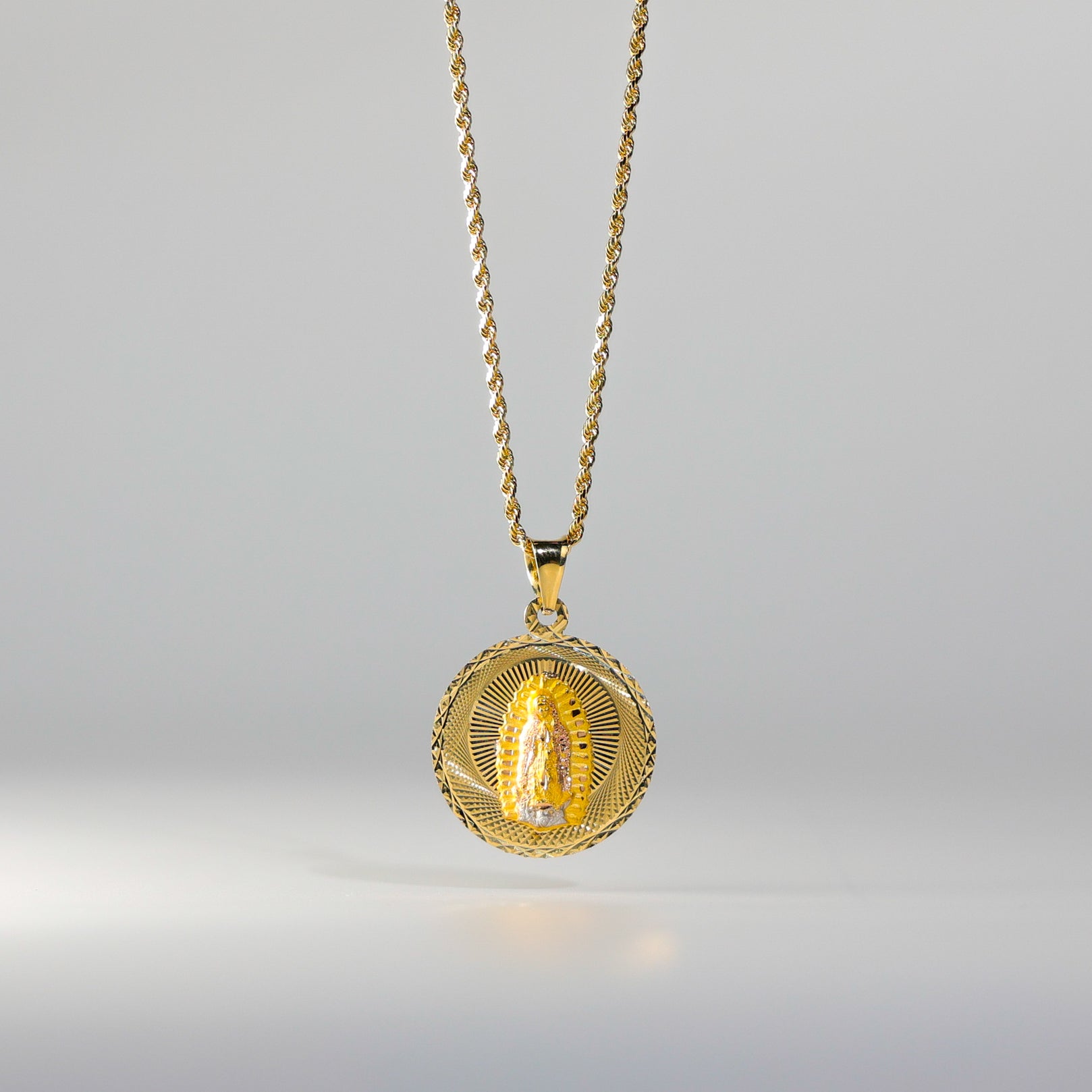 Gold Virgin Mary Stamp Religious Pendant Model-297 - Charlie & Co. Jewelry