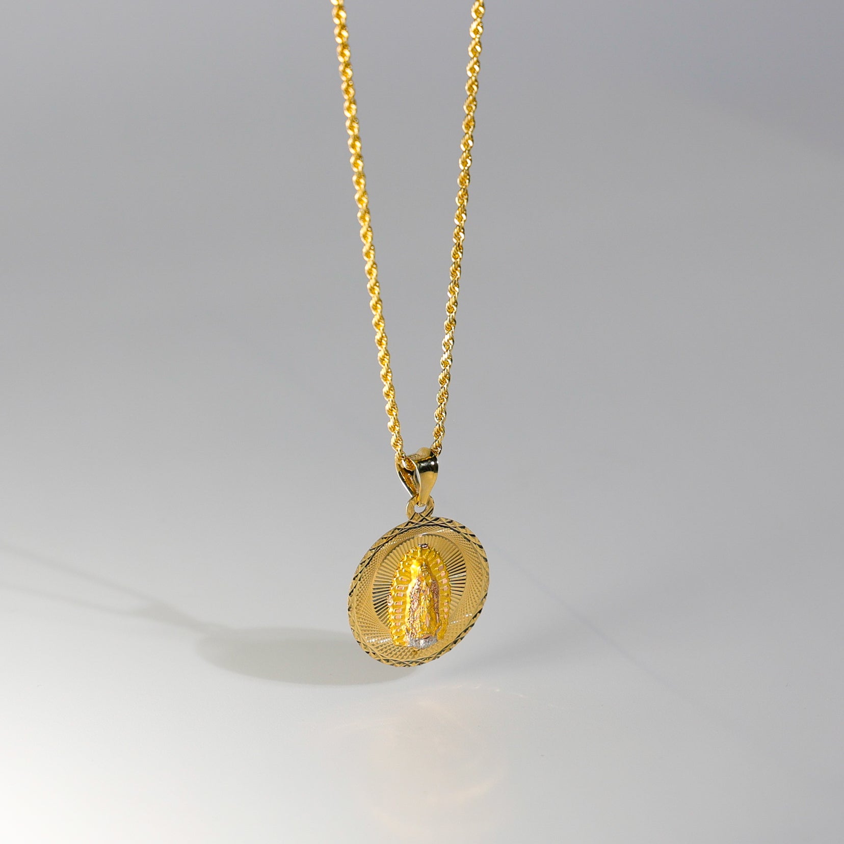 Gold Virgin Mary Stamp Religious Pendant Model-297 - Charlie & Co. Jewelry