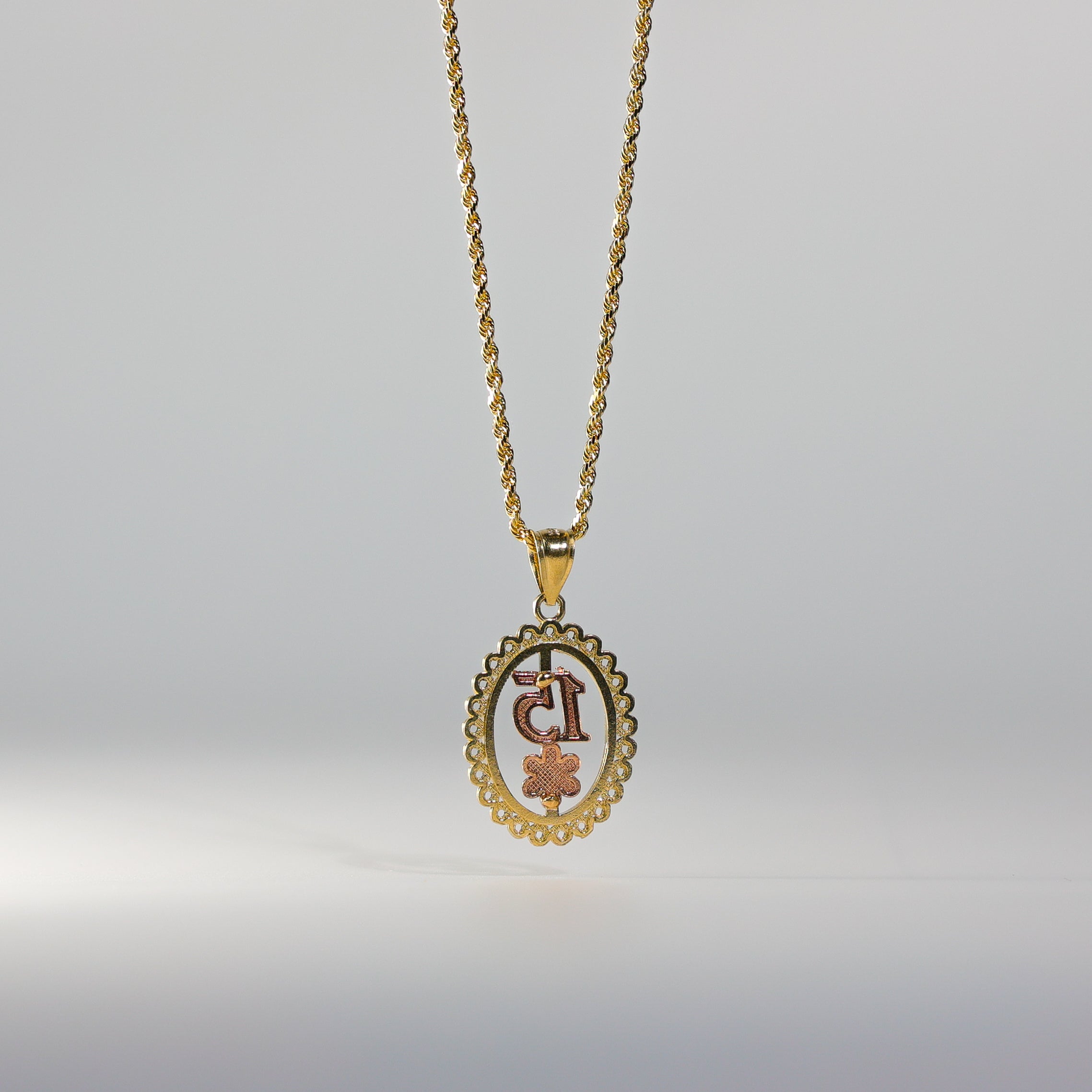 Gold 3 Colors 15 Years Pendant Model-1904 - Charlie & Co. Jewelry