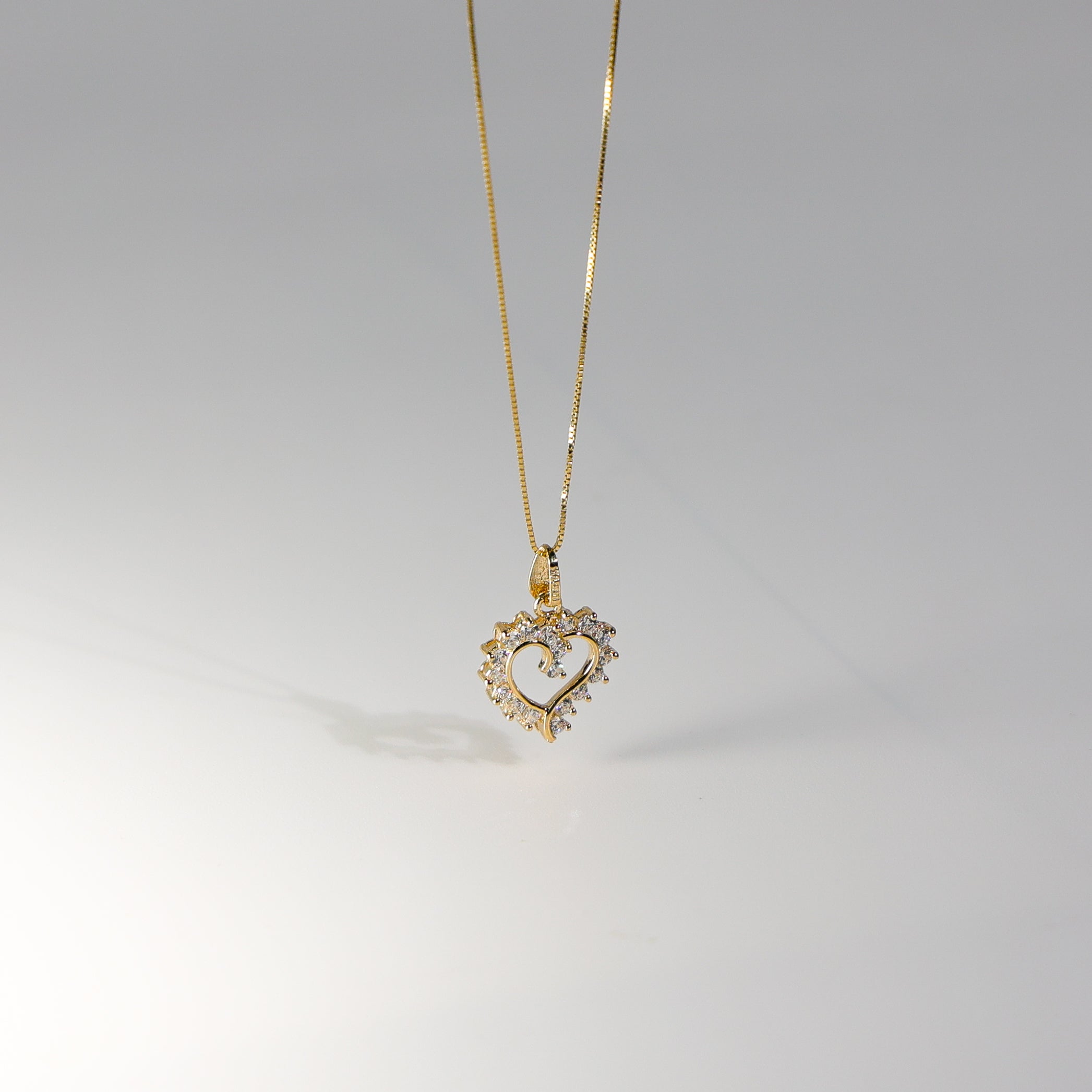 Gold Small Open Heart CZ Pendant Model-579 - Charlie & Co. Jewelry