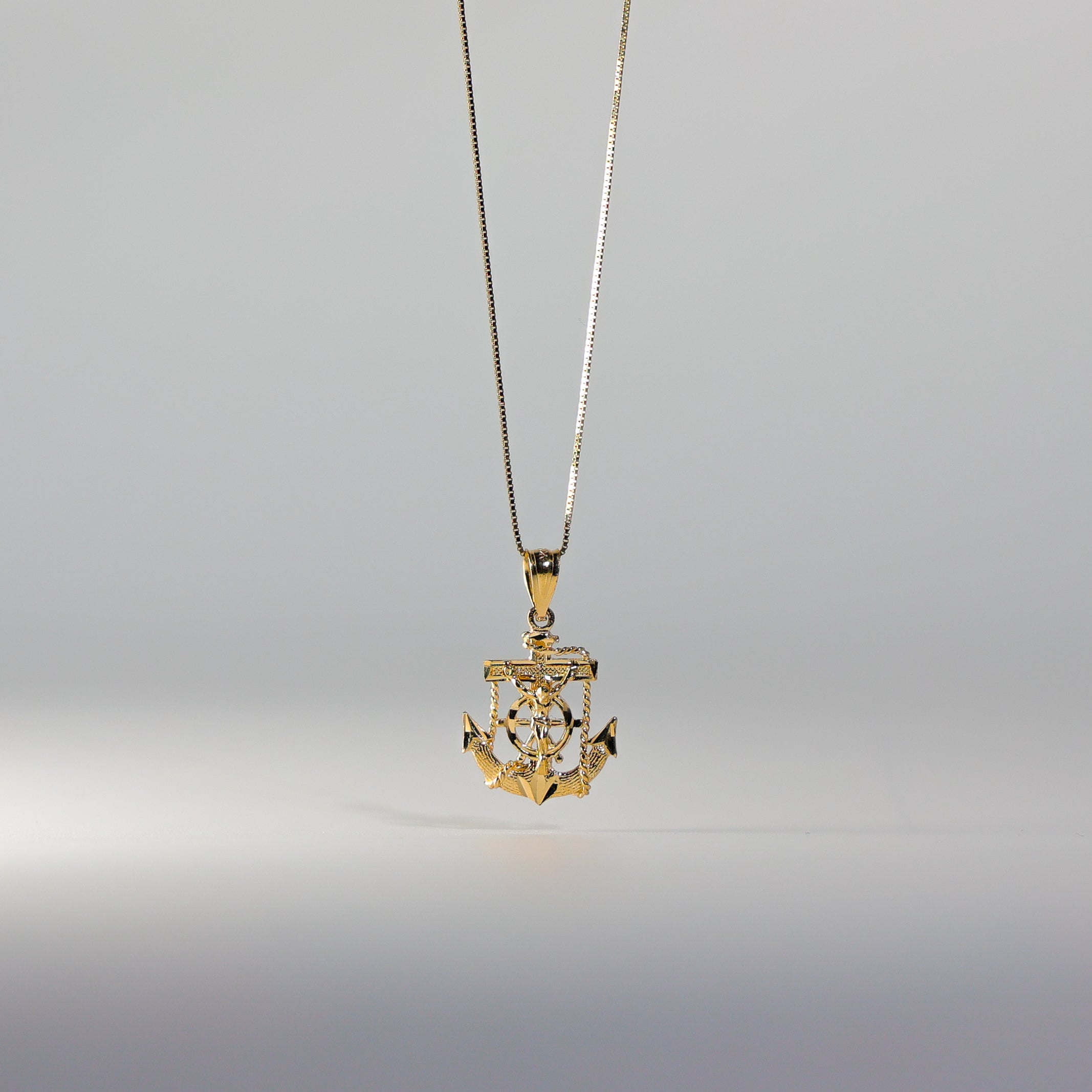 Gold Dainty Mariner Anchor Crucifix Pendant Model-1228 - Charlie & Co. Jewelry