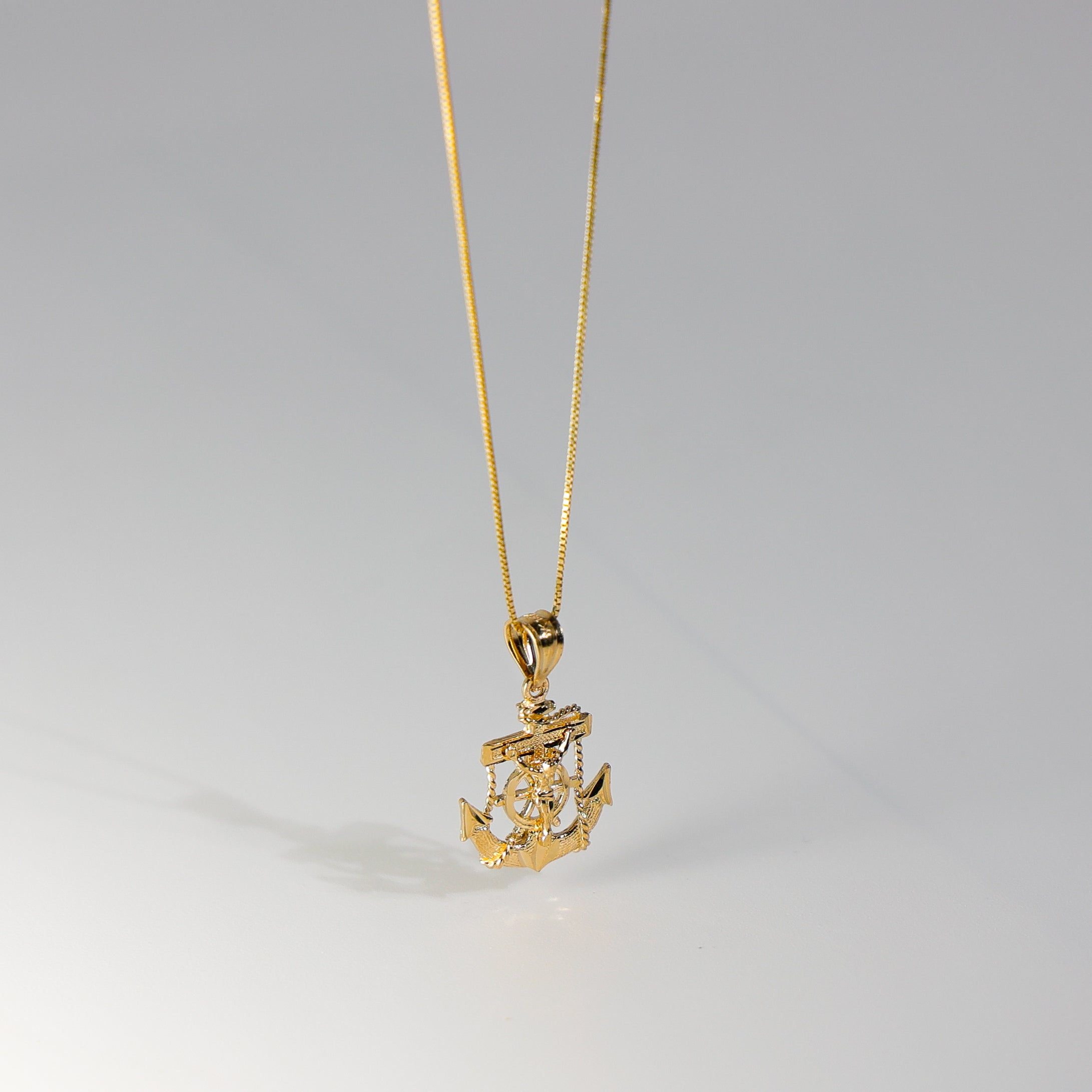 Gold Dainty Mariner Anchor Crucifix Pendant Model-1228 - Charlie & Co. Jewelry