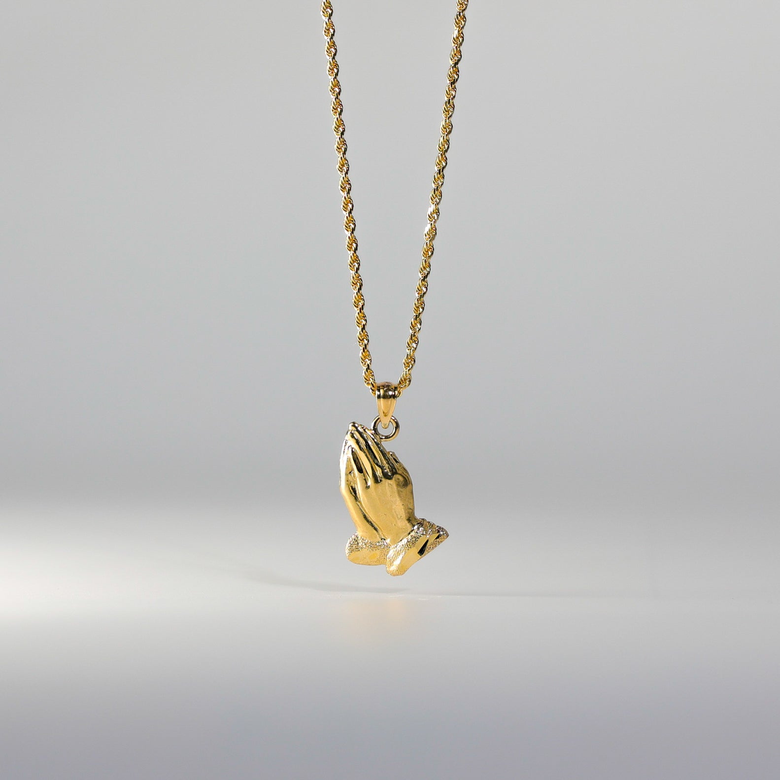 Gold Praying Hand Pendant Model-1482 - Charlie & Co. Jewelry