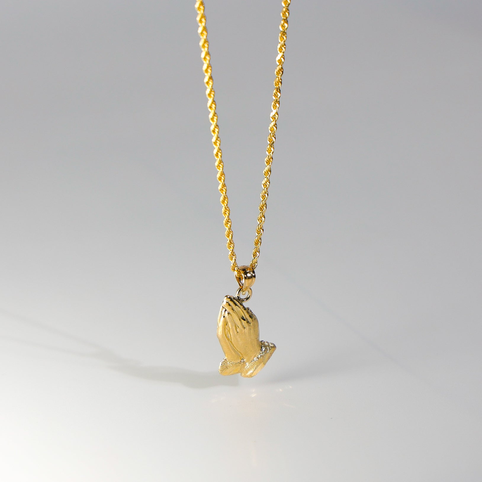Gold Praying Hand Pendant Model-1482 - Charlie & Co. Jewelry