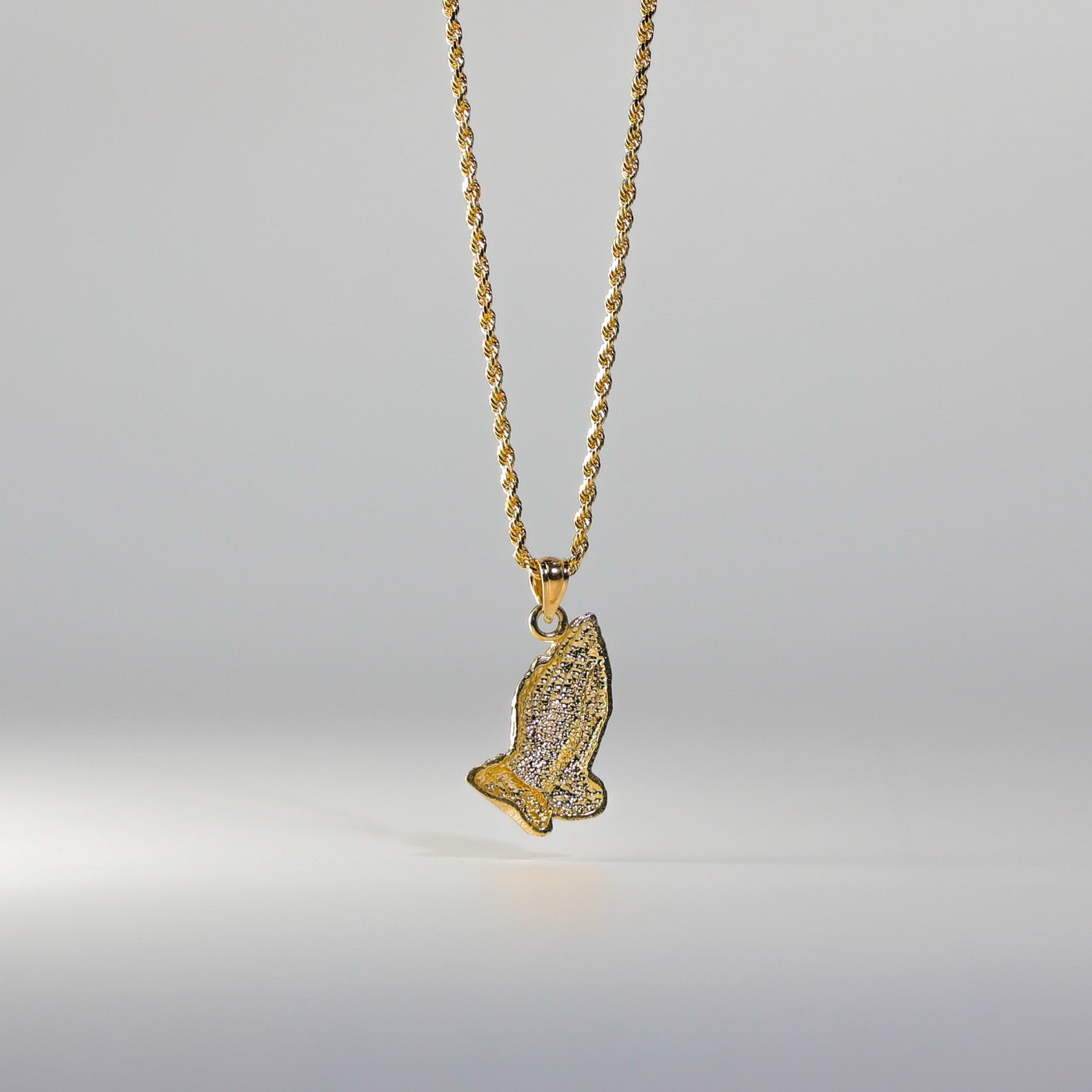 Gold Praying Hand Pendant Model-1482 - Charlie & Co. Jewelry