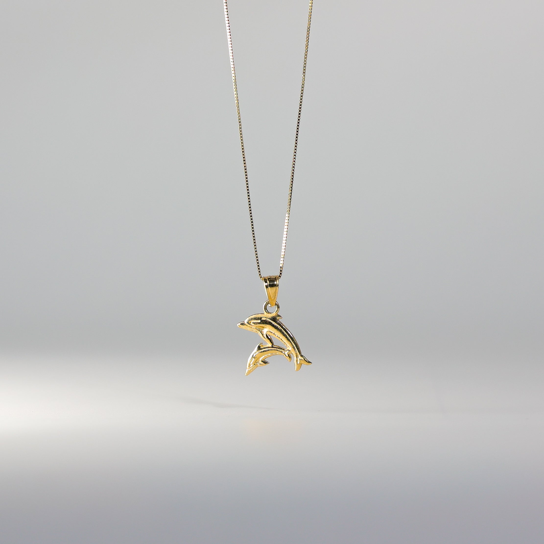 Gold Douple Dolphin Pendant Model-1675 - Charlie & Co. Jewelry