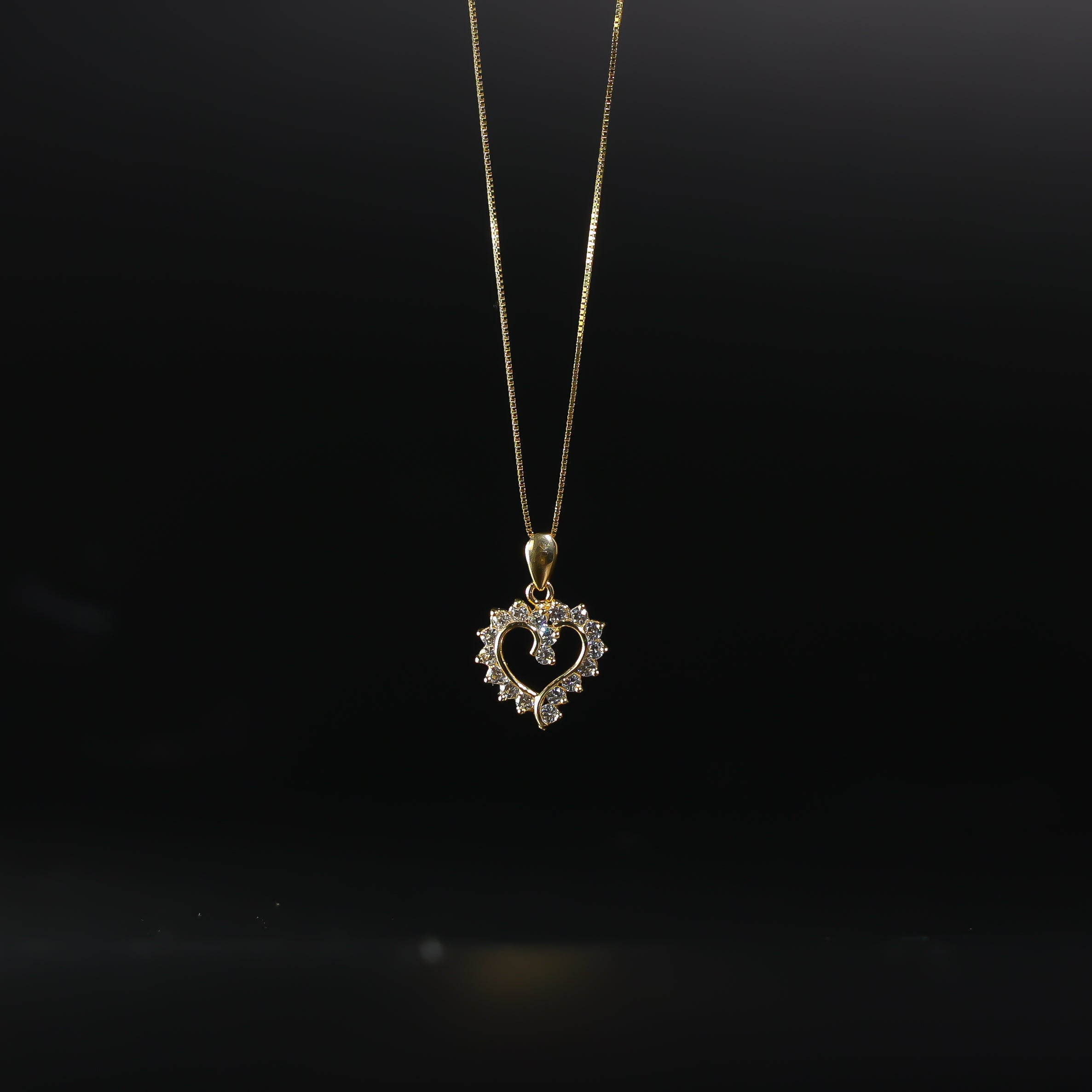Gold Small Open Heart CZ Pendant Model-579 - Charlie & Co. Jewelry