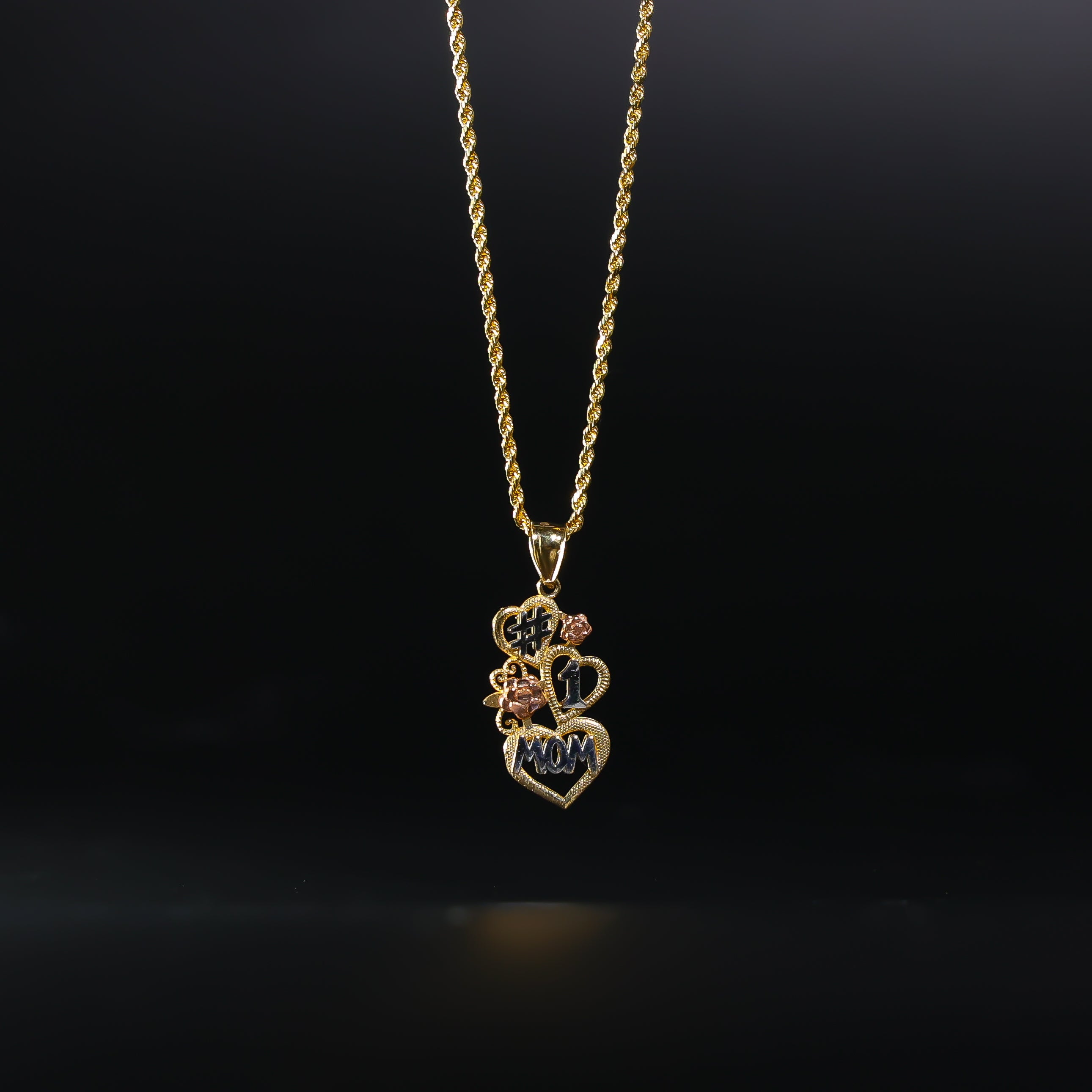 Gold #1 Mom Heart Pendant - Charlie & Co. Jewelry
