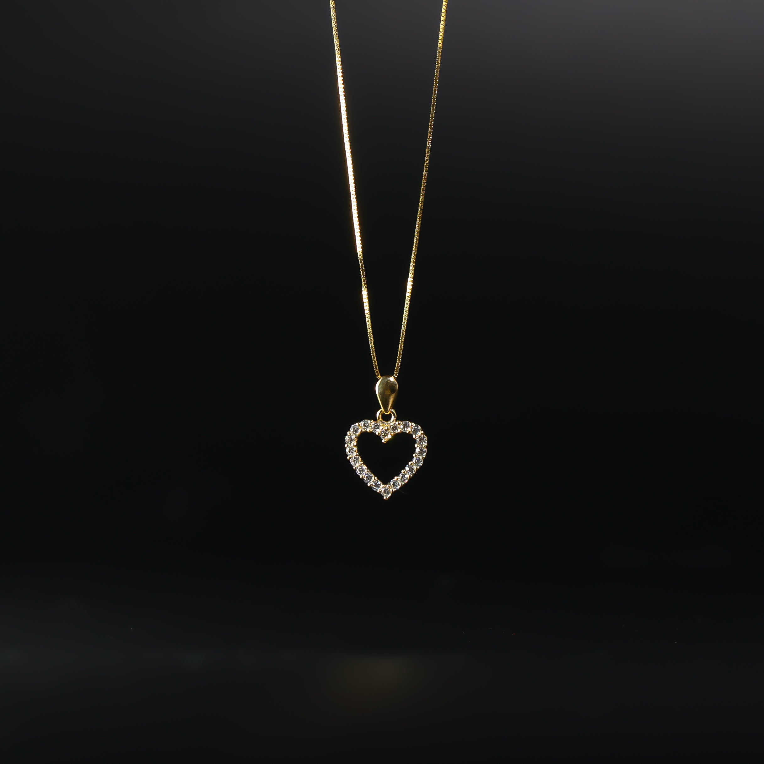 Gold Open Heart CZ Pendant Model-585 - Charlie & Co. Jewelry