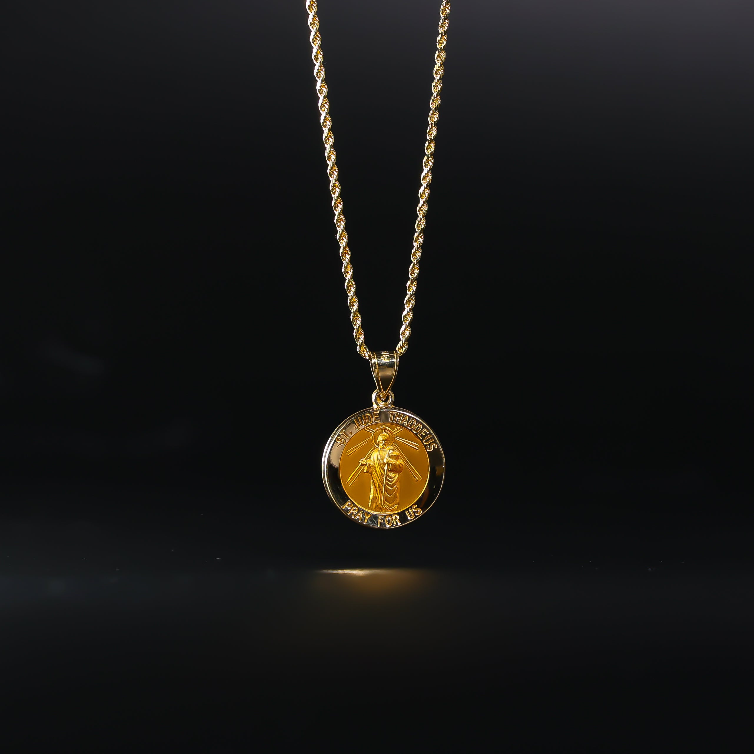 Gold St. Jude Round Medal Pendant Model-1246 - Charlie & Co. Jewelry