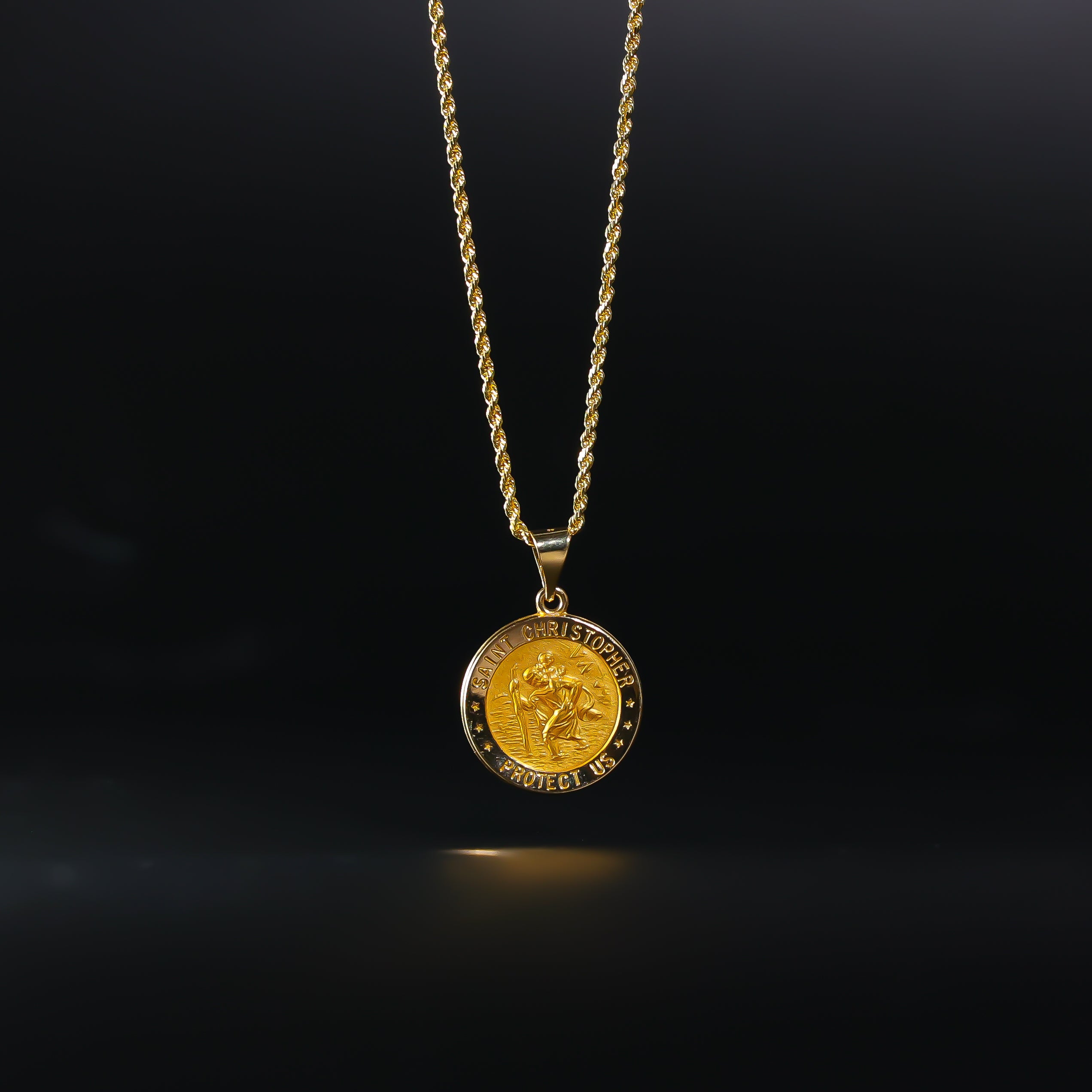 Saint Christopher Protect Us Pendant Round Model-1240 - Charlie & Co. Jewelry