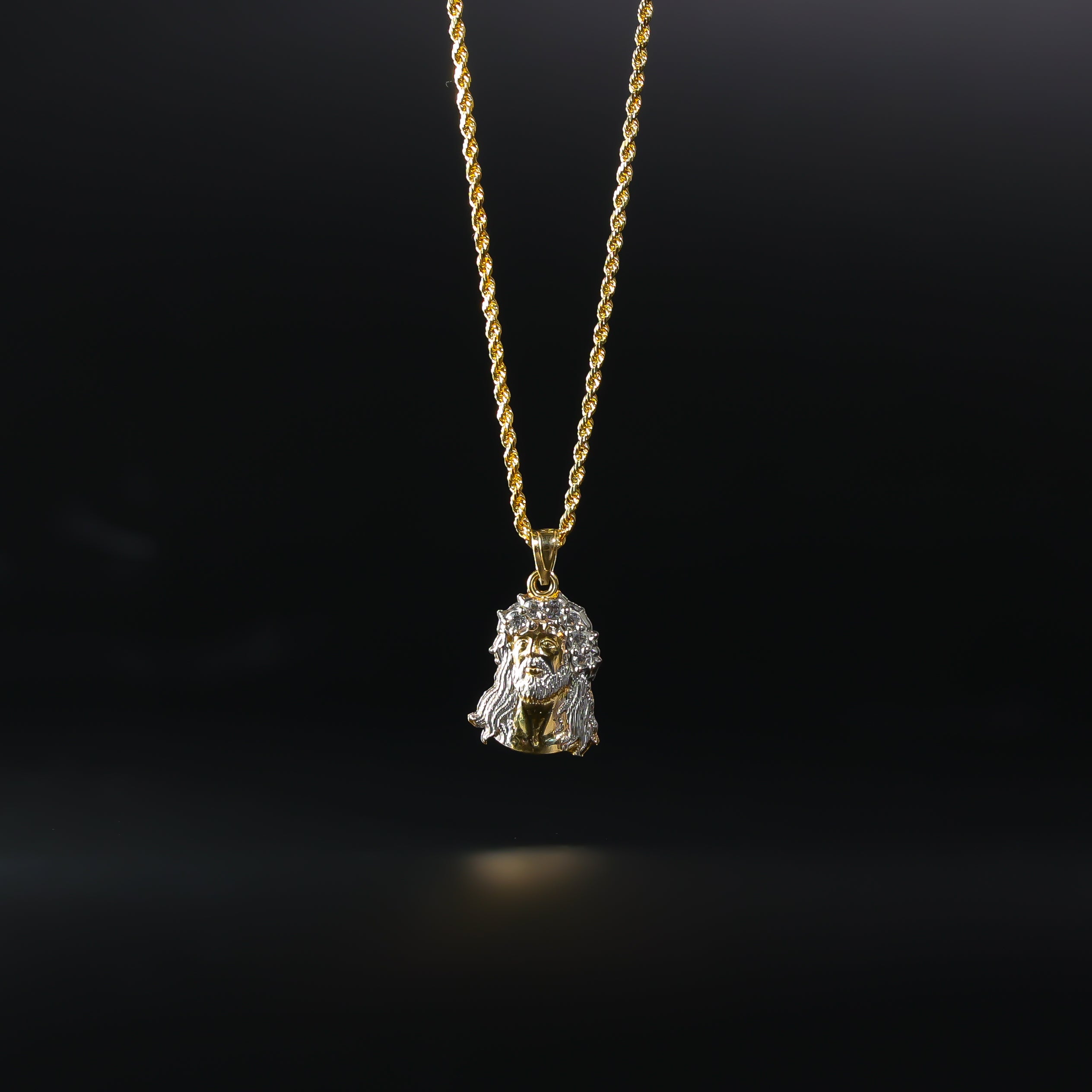 Gold CZ Jesus Christ Head Pendant Model-1184 - Charlie & Co. Jewelry