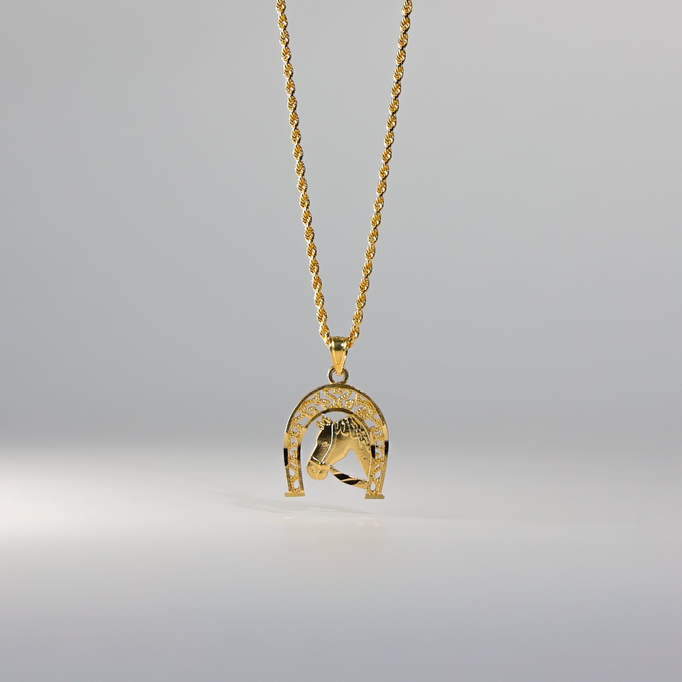 Gold 2 Colors Lucky Horseshoe Pendant Model-1640 - Charlie & Co. Jewelry