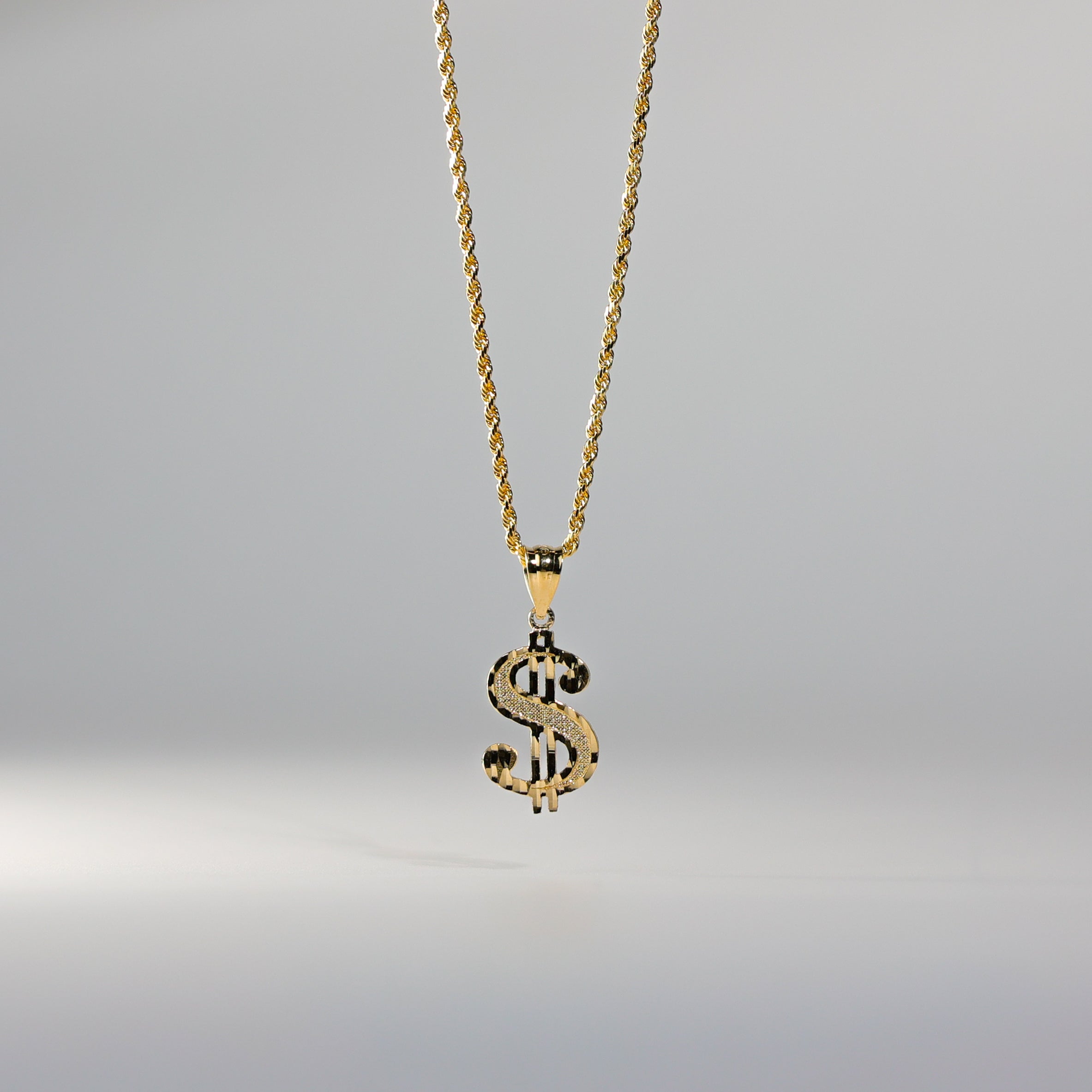 Gold Dollar Sign Pendant Model-1574 - Charlie & Co. Jewelry