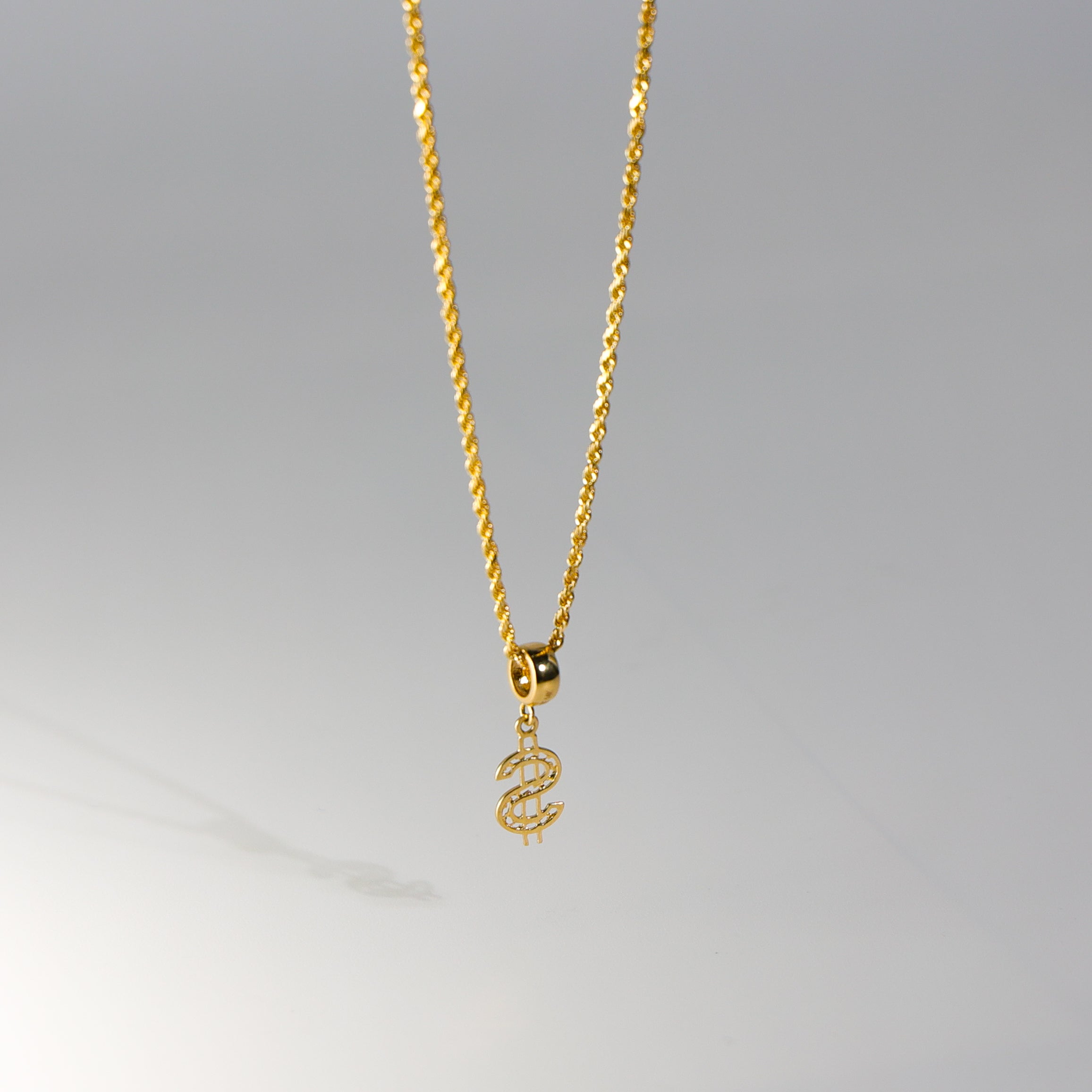 Gold Dollar Sign Pendant Model-2455 - Charlie & Co. Jewelry