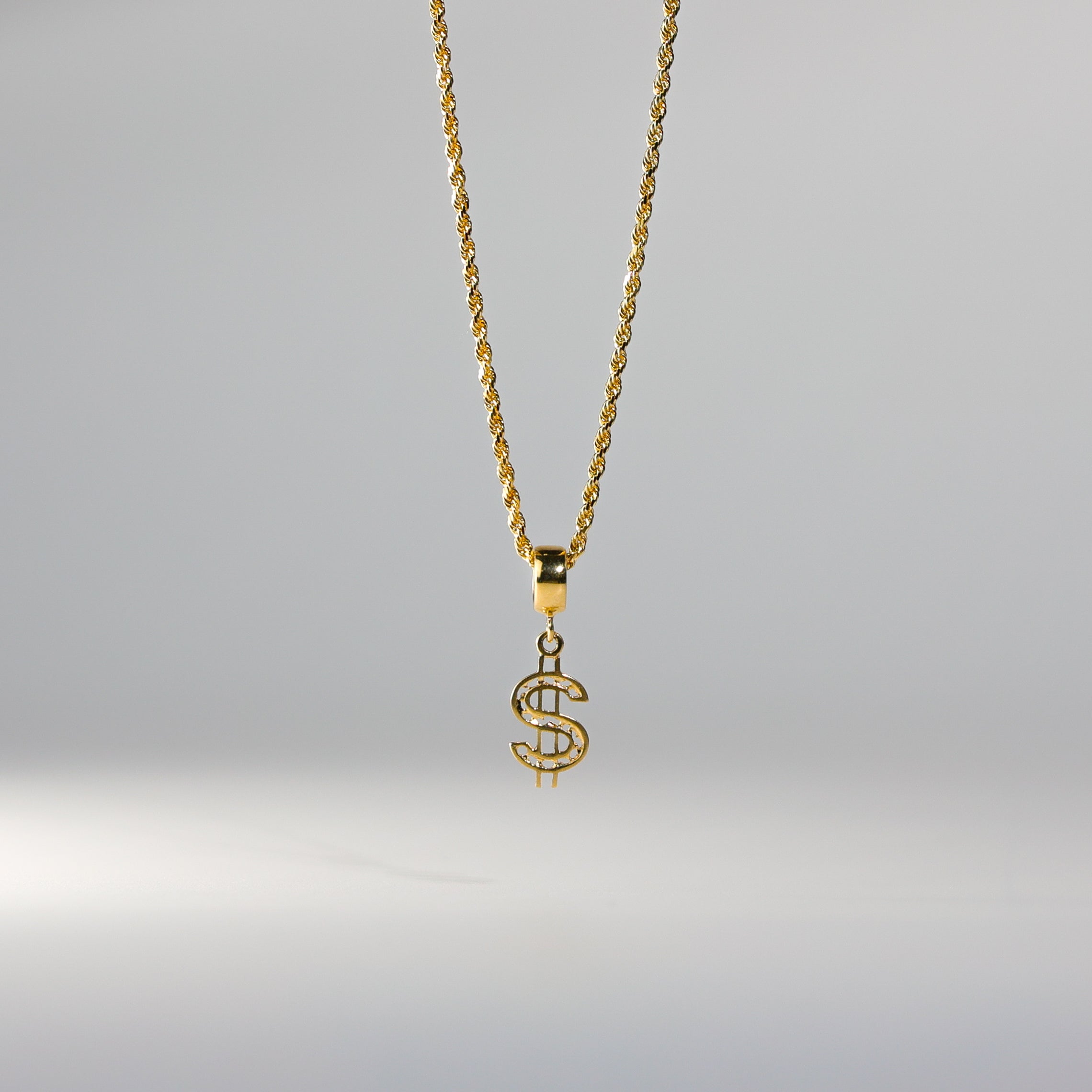 Gold Dollar Sign Pendant Model-2455 - Charlie & Co. Jewelry