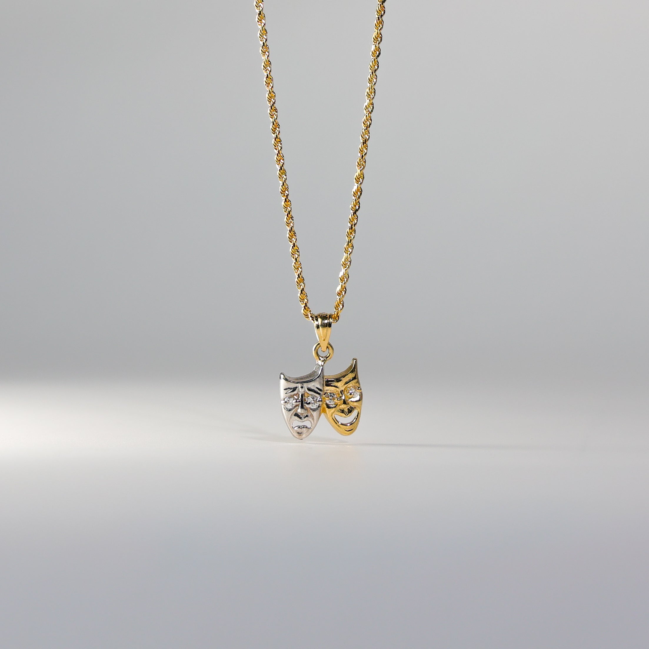 Gold Comedy Tragedy Mask Pendant Model-441 - Charlie & Co. Jewelry