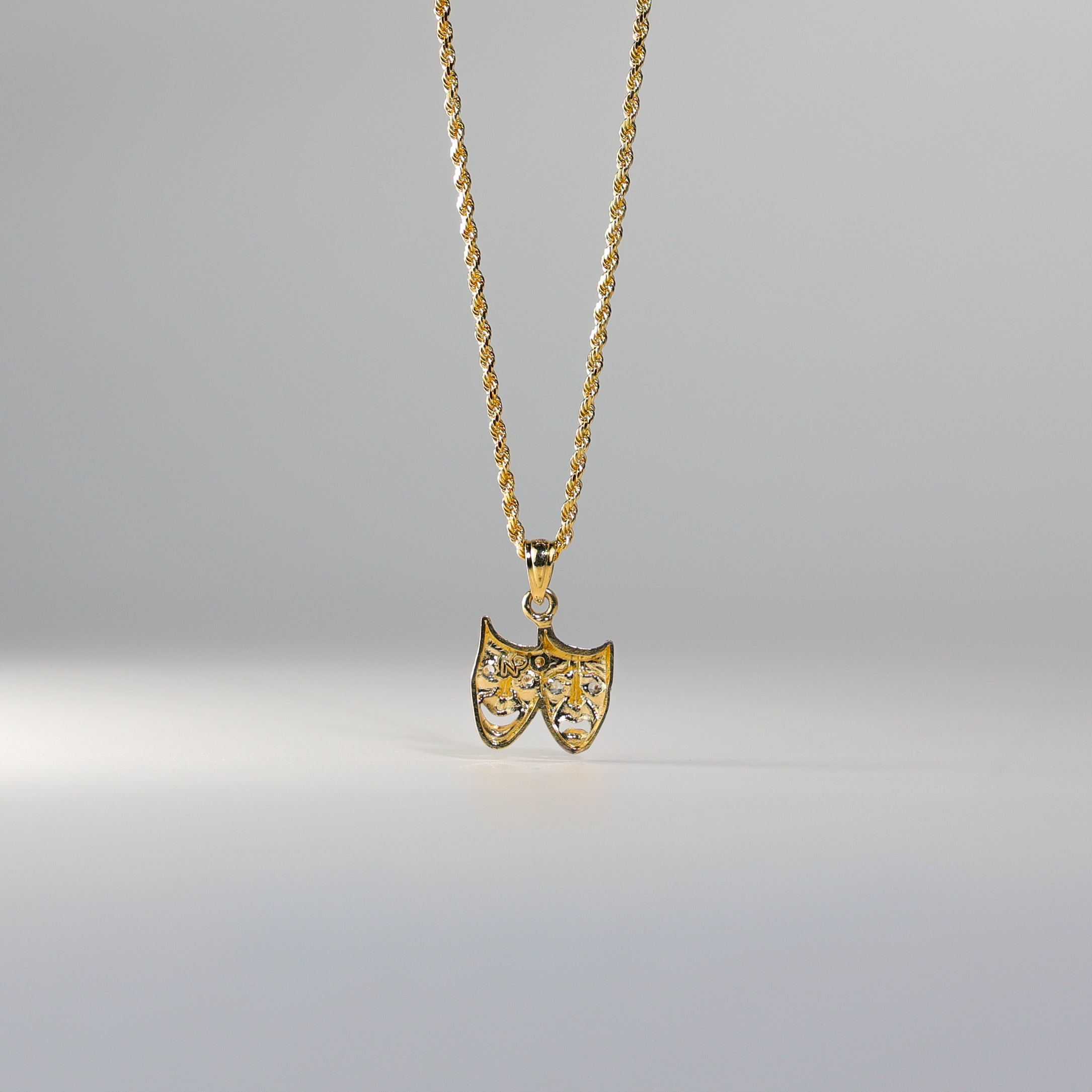 Gold Comedy Tragedy Mask Pendant Model-441 - Charlie & Co. Jewelry
