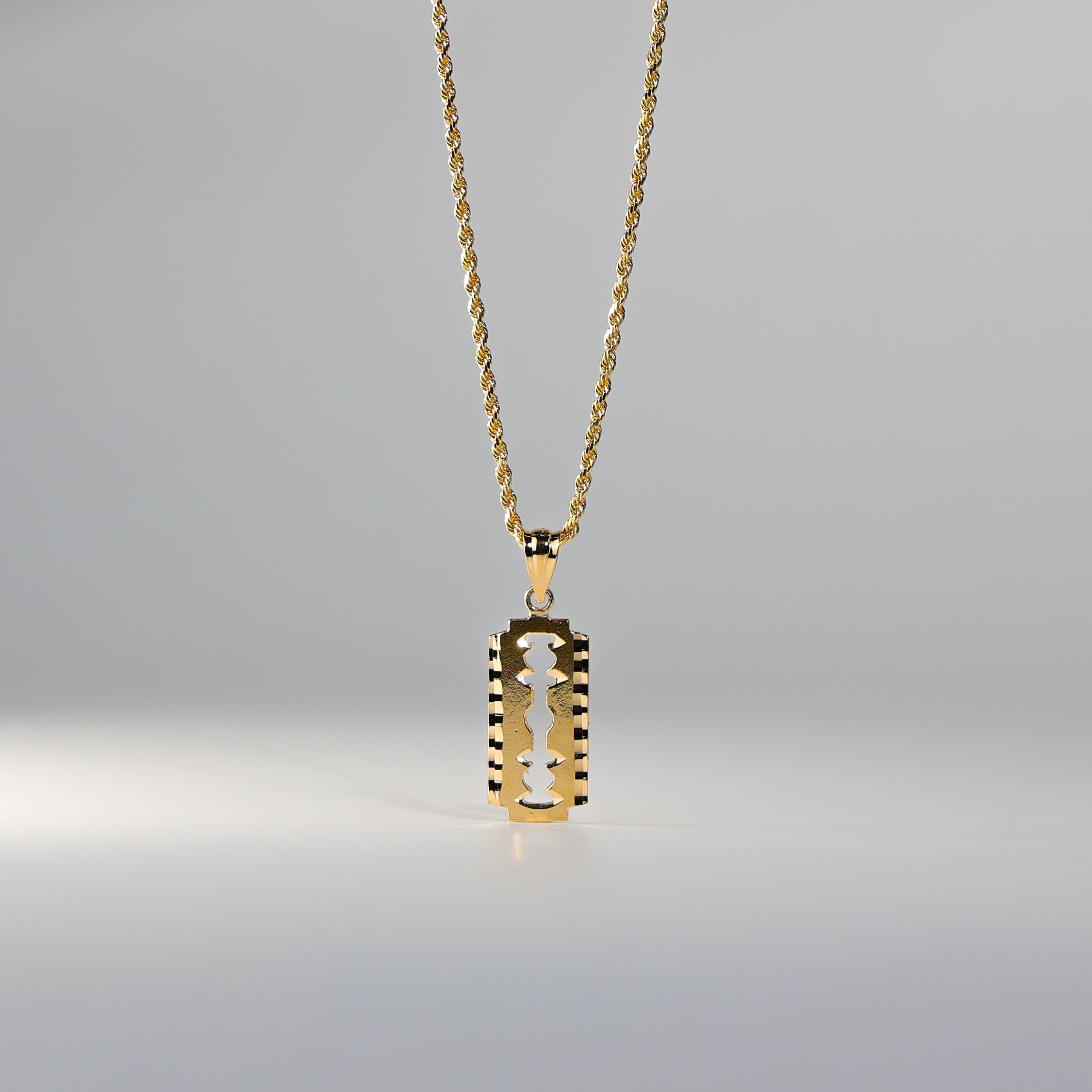 Gold Razor Blade Pendant Model-1986 - Charlie & Co. Jewelry