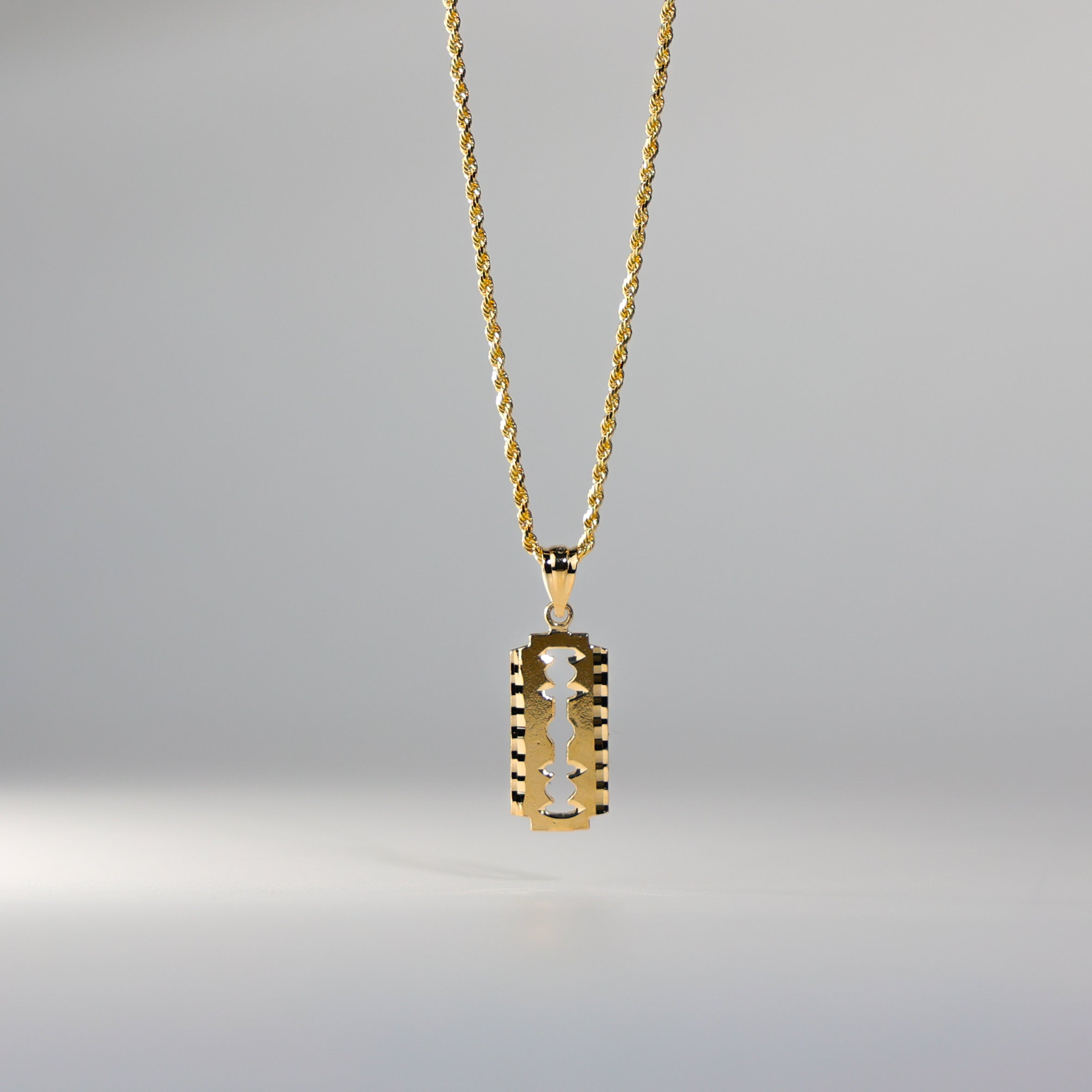 Gold Razor Blade Pendant Model-1986 - Charlie & Co. Jewelry