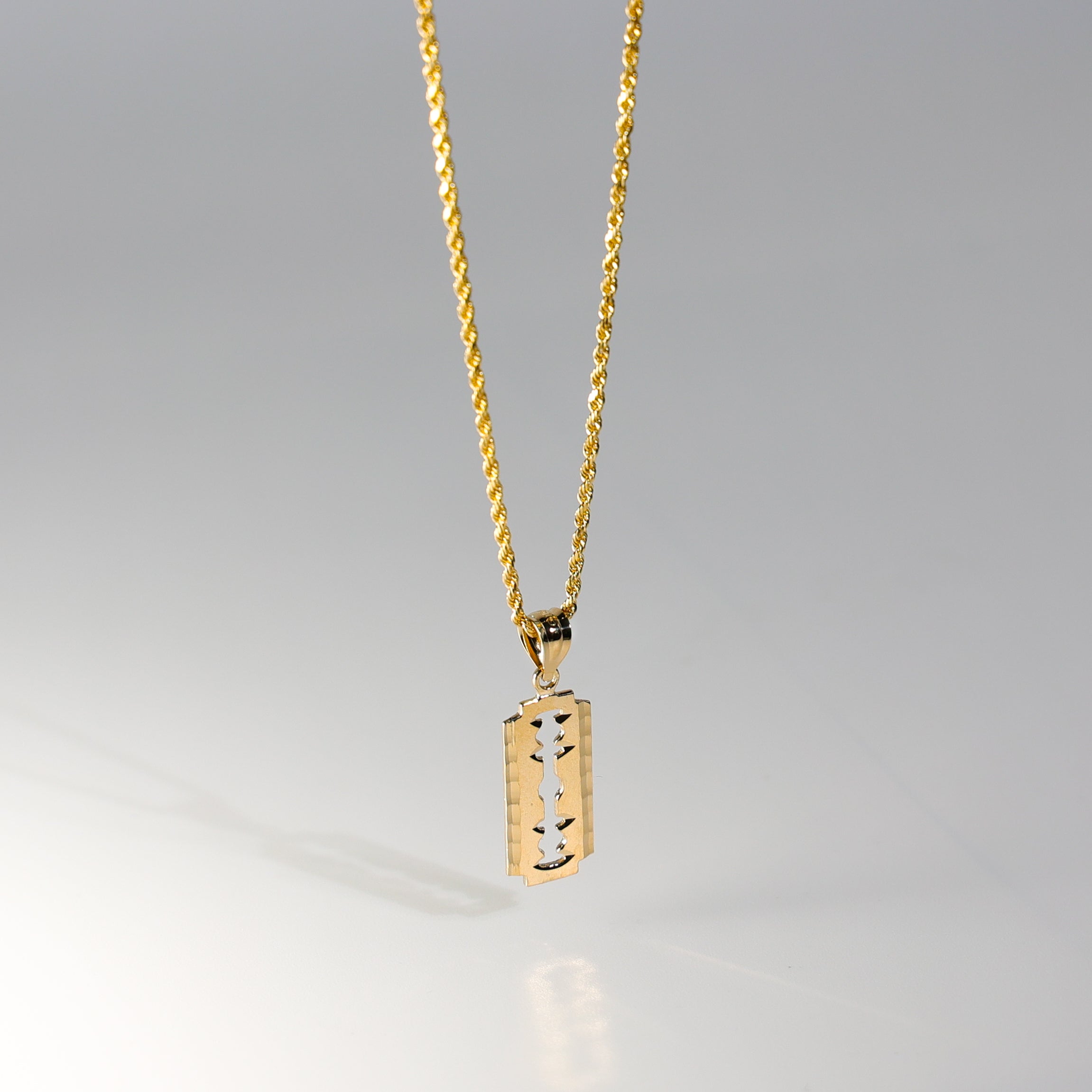 Gold Razor Blade Pendant Model-1986 - Charlie & Co. Jewelry