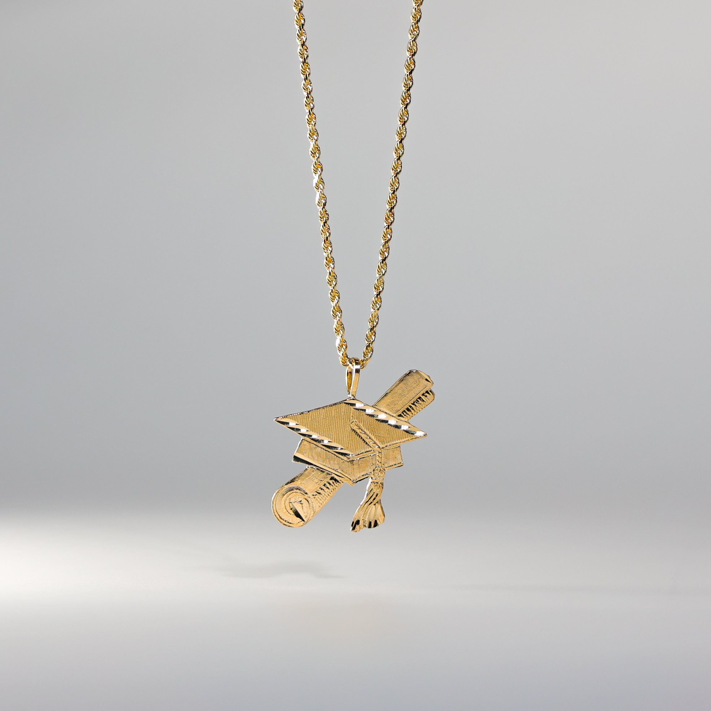 Gold Graduation Hat Pendant Model-2408 - Charlie & Co. Jewelry