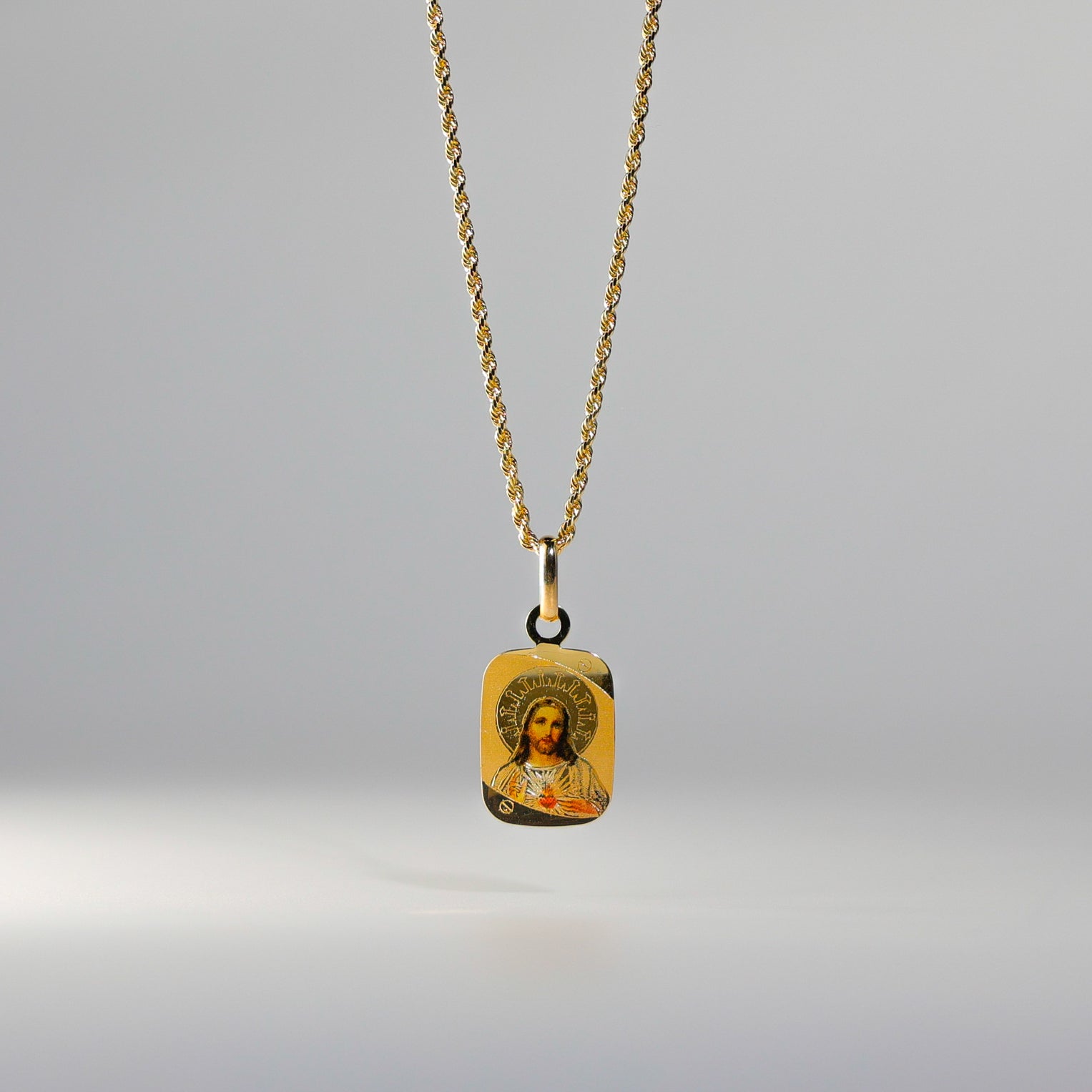 Gold Jesus Heart Enamel Plate Pendant Model-0176 - Charlie & Co. Jewelry