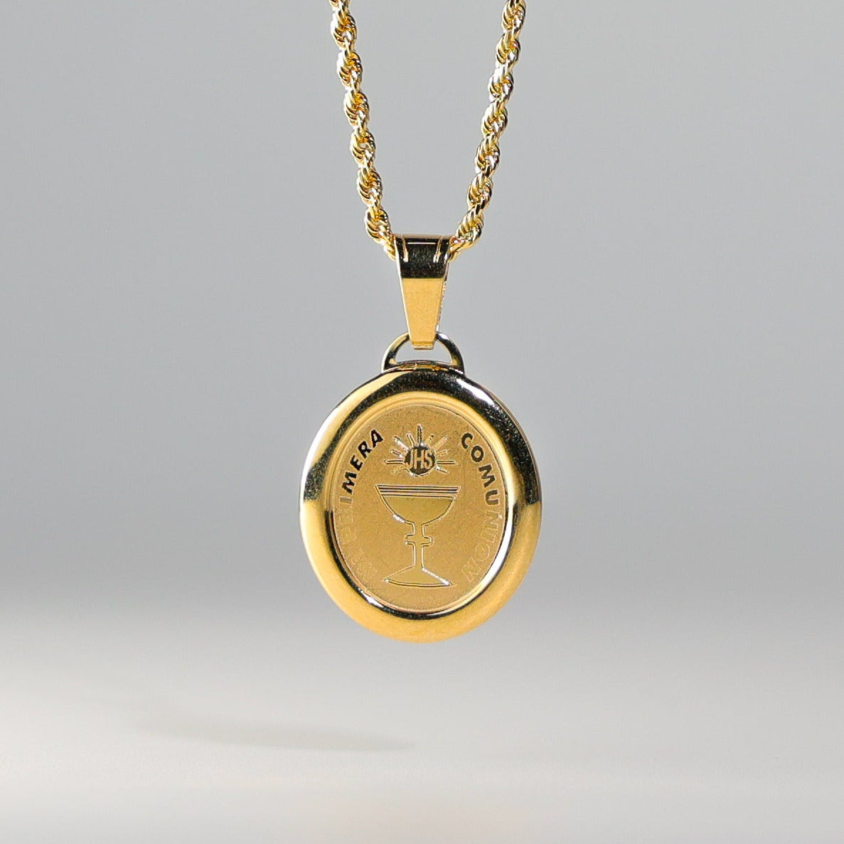 Gold Communion Enamel Plate Pendant Model-1273 - Charlie & Co. Jewelry