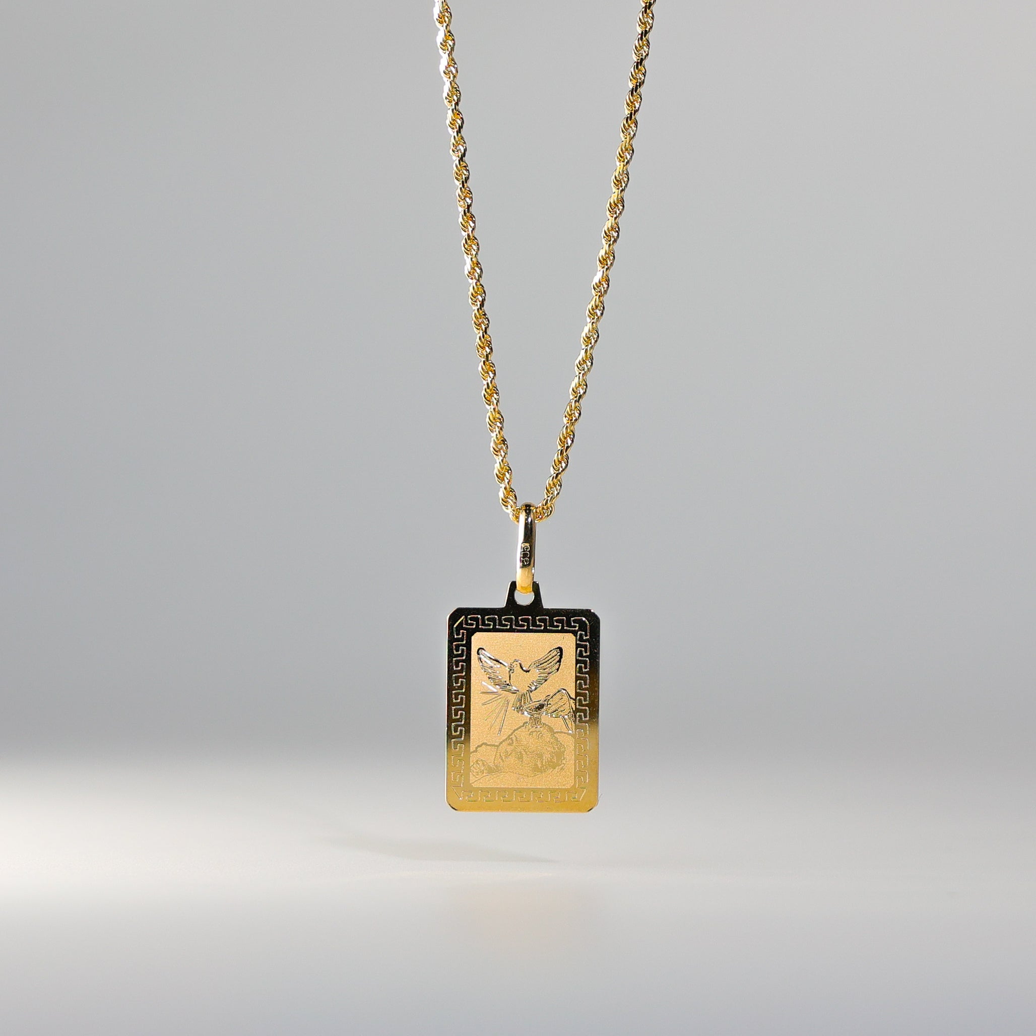 Gold Boy Baptism Square Enamel Pendant Model-1275 - Charlie & Co. Jewelry