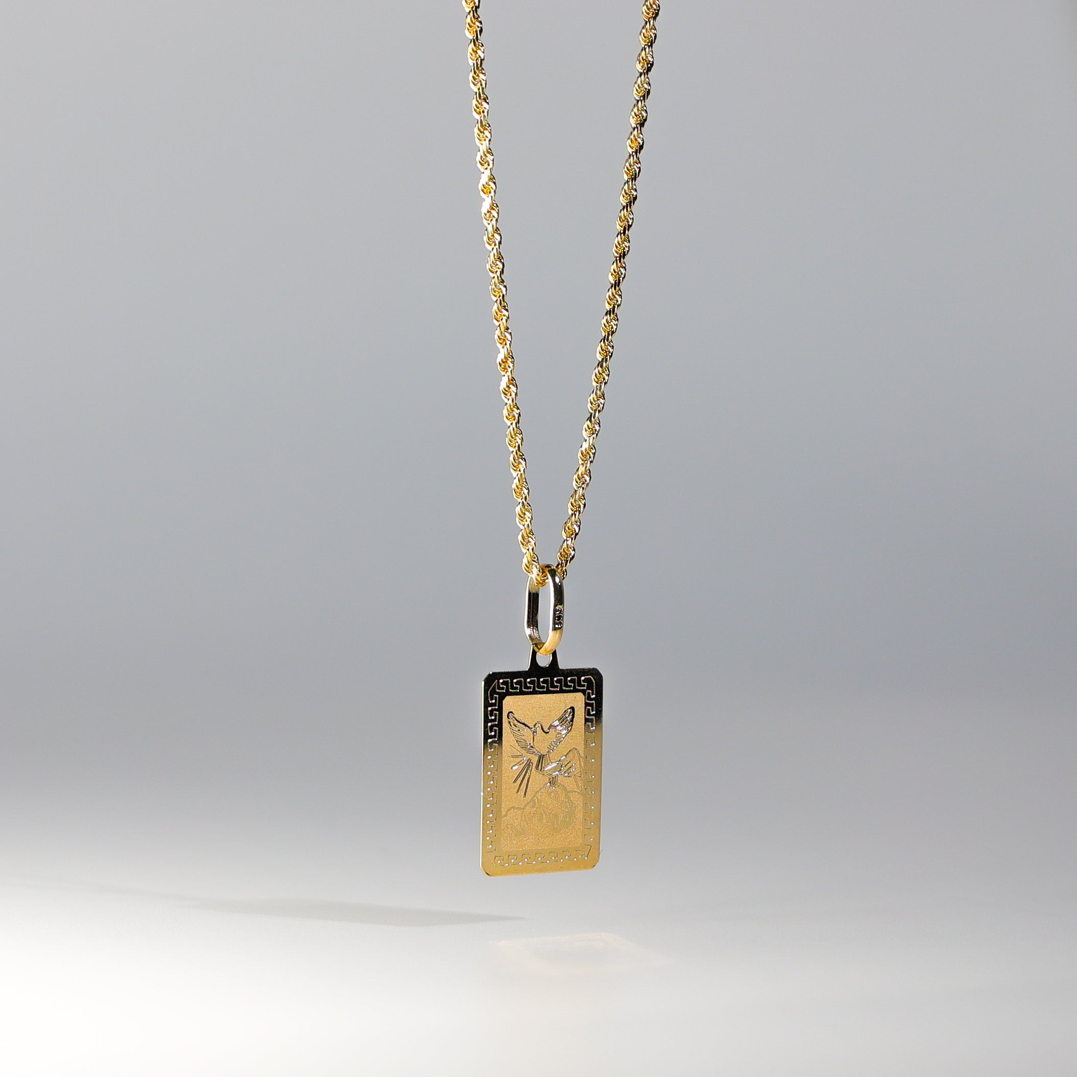 Gold Boy Baptism Square Enamel Pendant Model-1275 - Charlie & Co. Jewelry