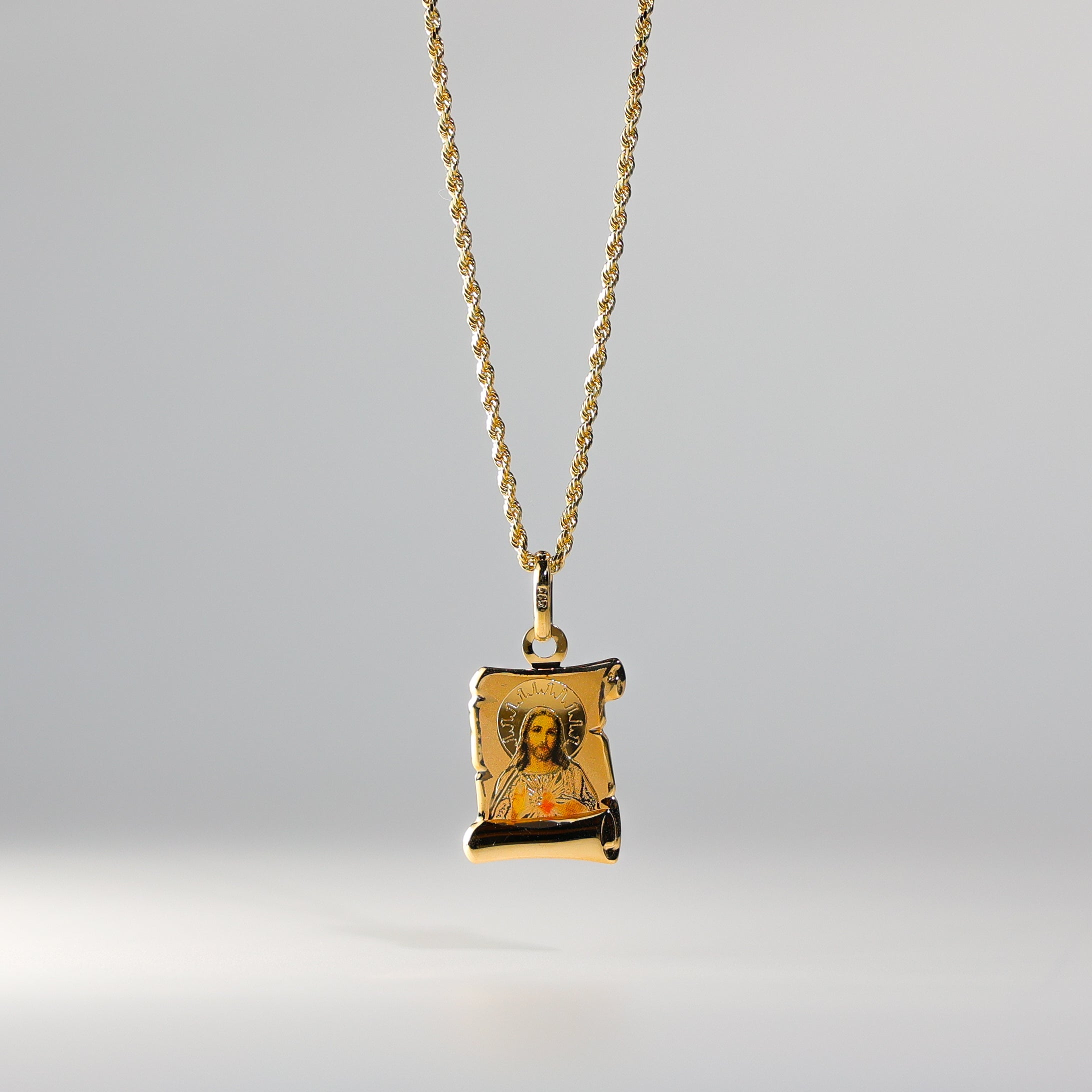 Gold Jesus Heart Enamel Plate Pendant Model-177 - Charlie & Co. Jewelry