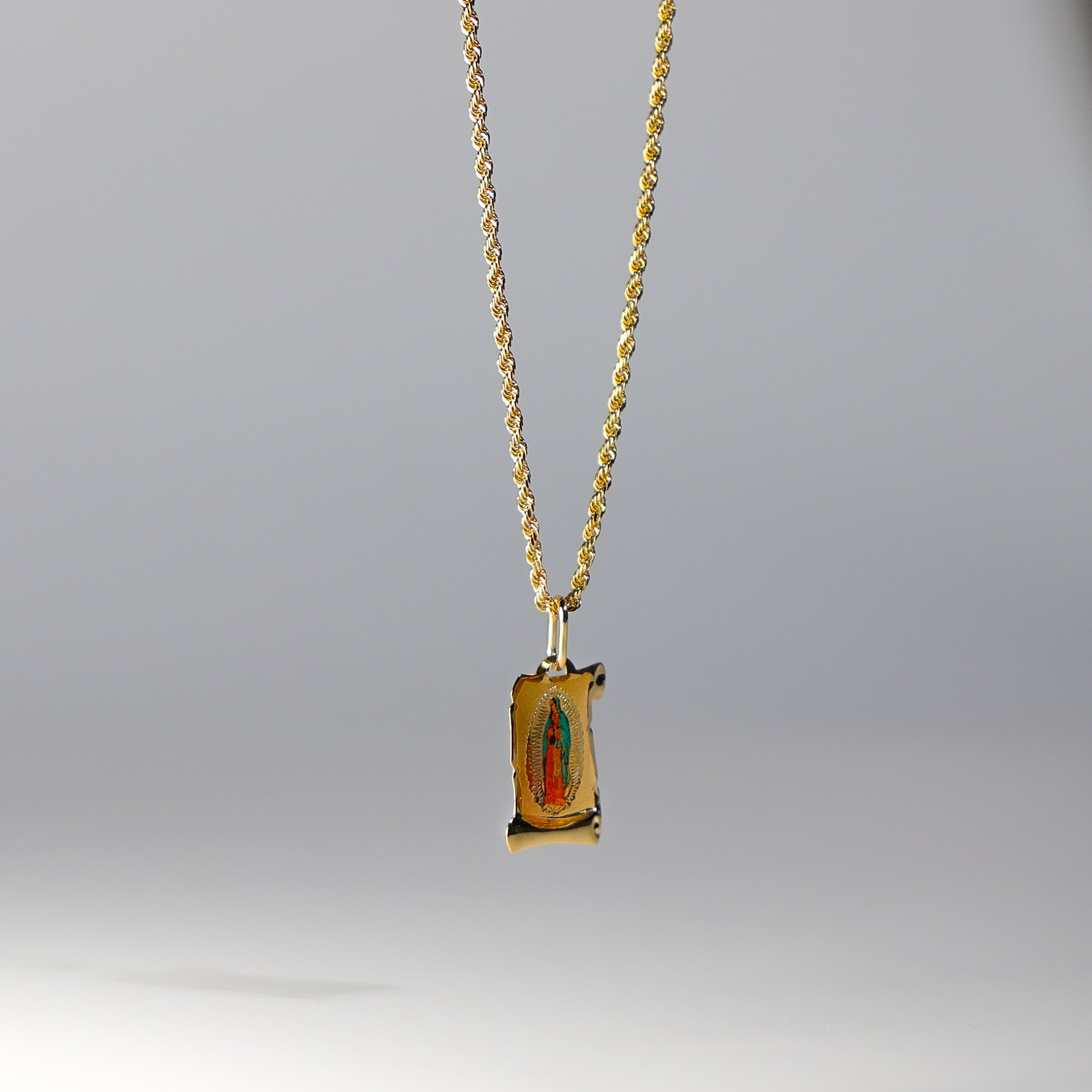 Gold Virgin Mary Enamel Plate Pendant Model-0152 - Charlie & Co. Jewelry