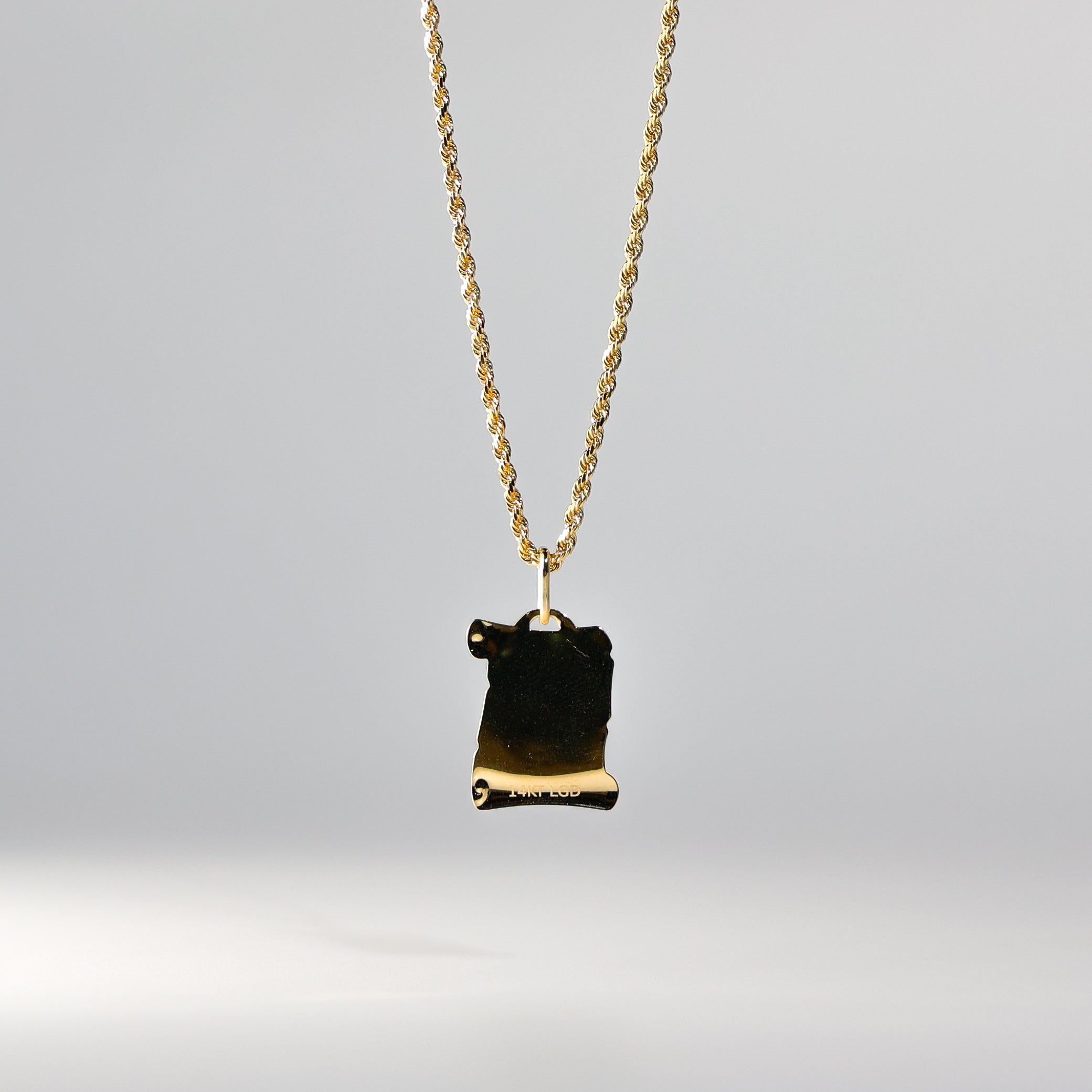 Gold Virgin Mary Enamel Plate Pendant Model-0152 - Charlie & Co. Jewelry