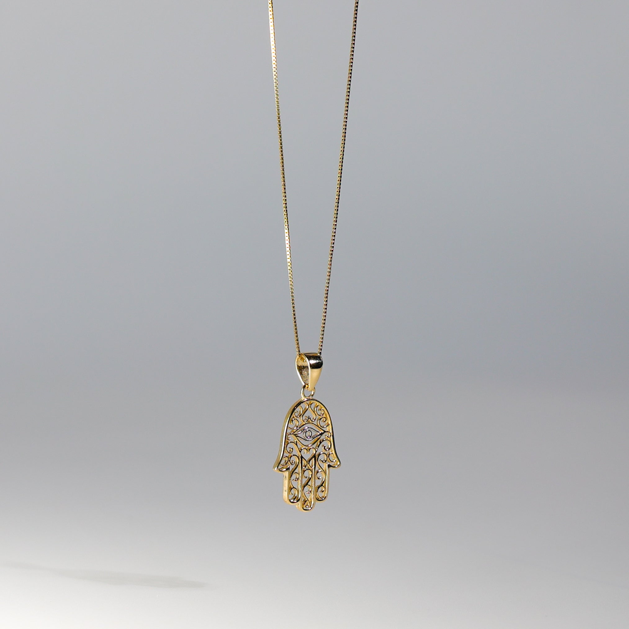 Gold Two Tone Evil Eye Hamsa Pendant Model-2233 - Charlie & Co. Jewelry