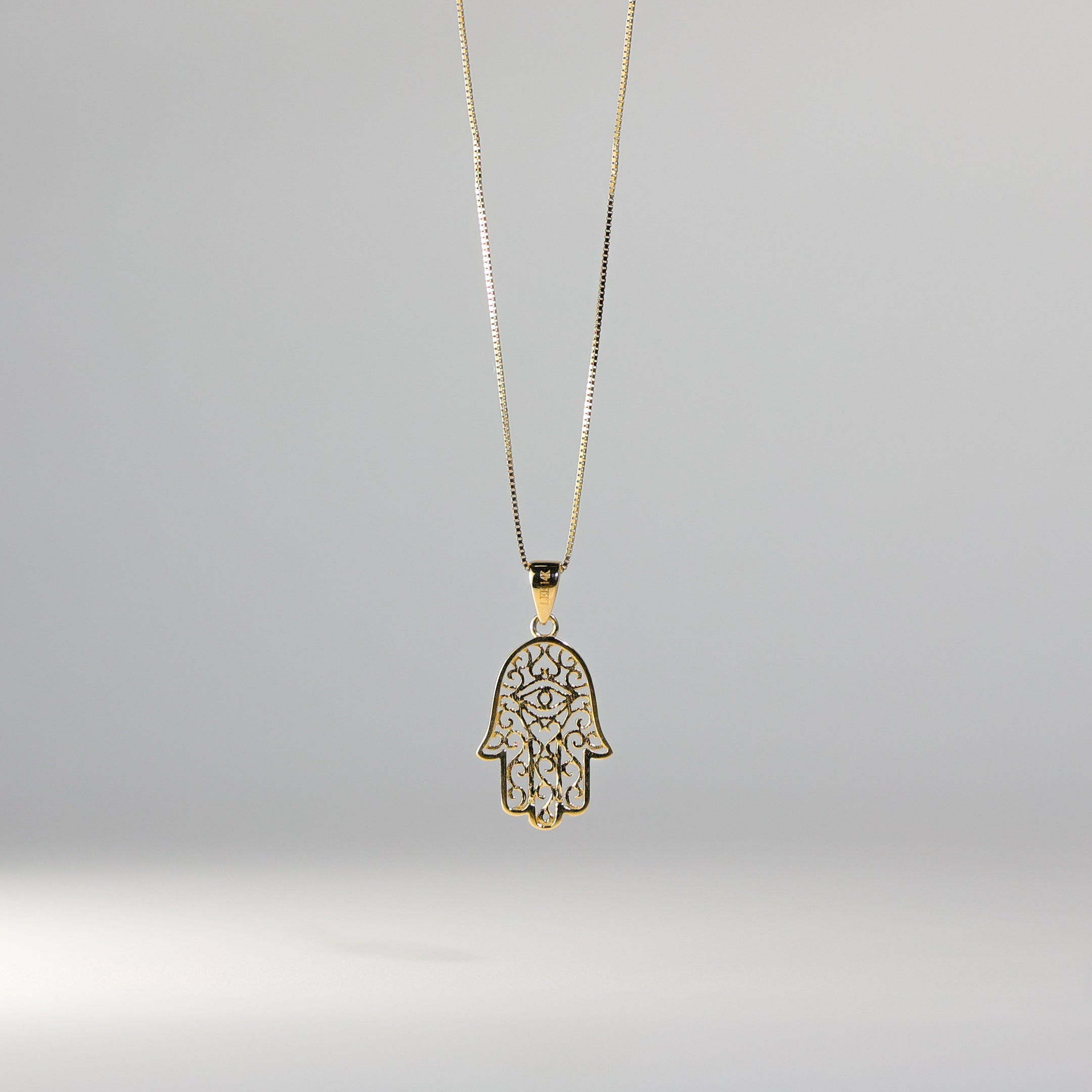 Gold Two Tone Evil Eye Hamsa Pendant Model-2233 - Charlie & Co. Jewelry