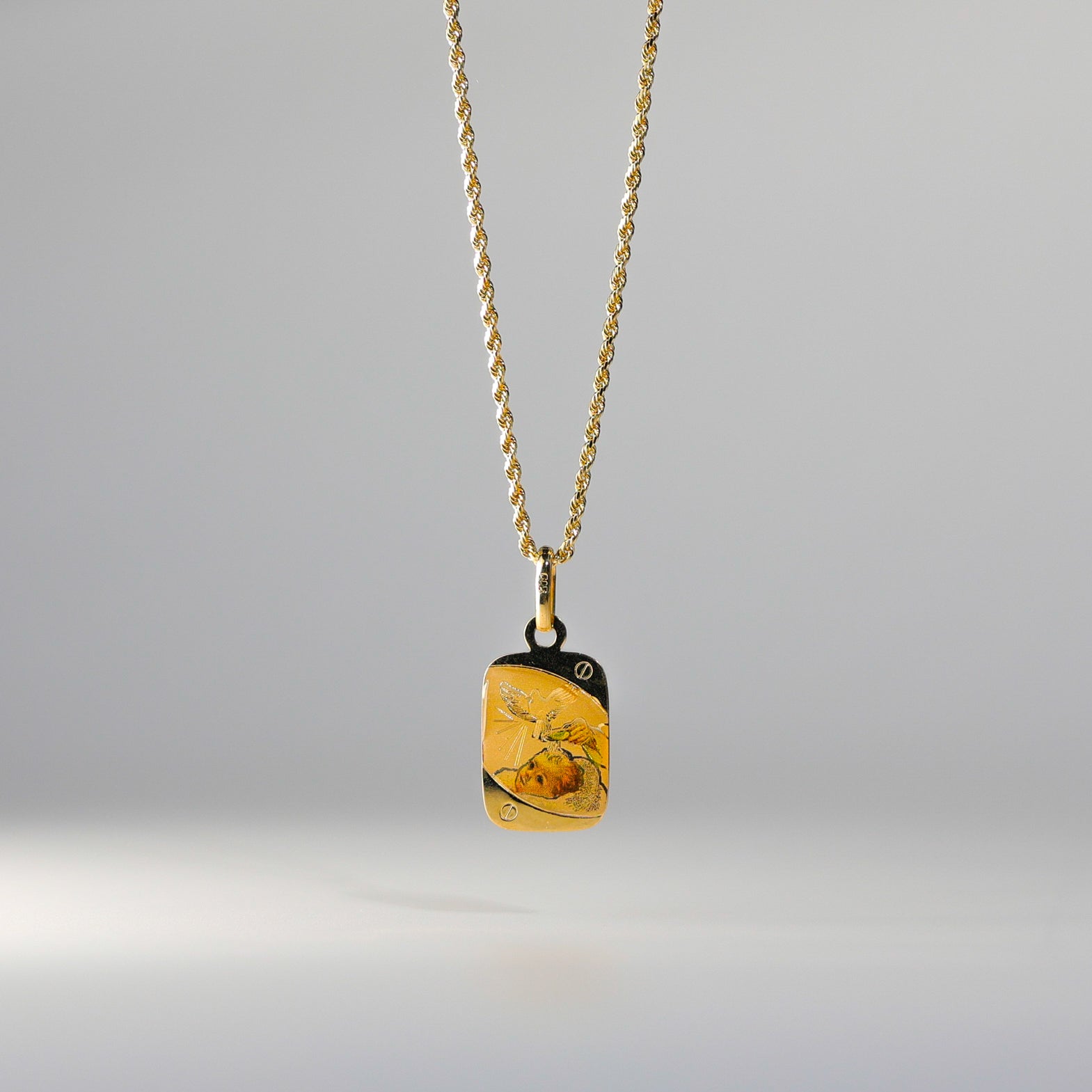 Gold Baptism Enamel Plate Pendant Model-0220 - Charlie & Co. Jewelry